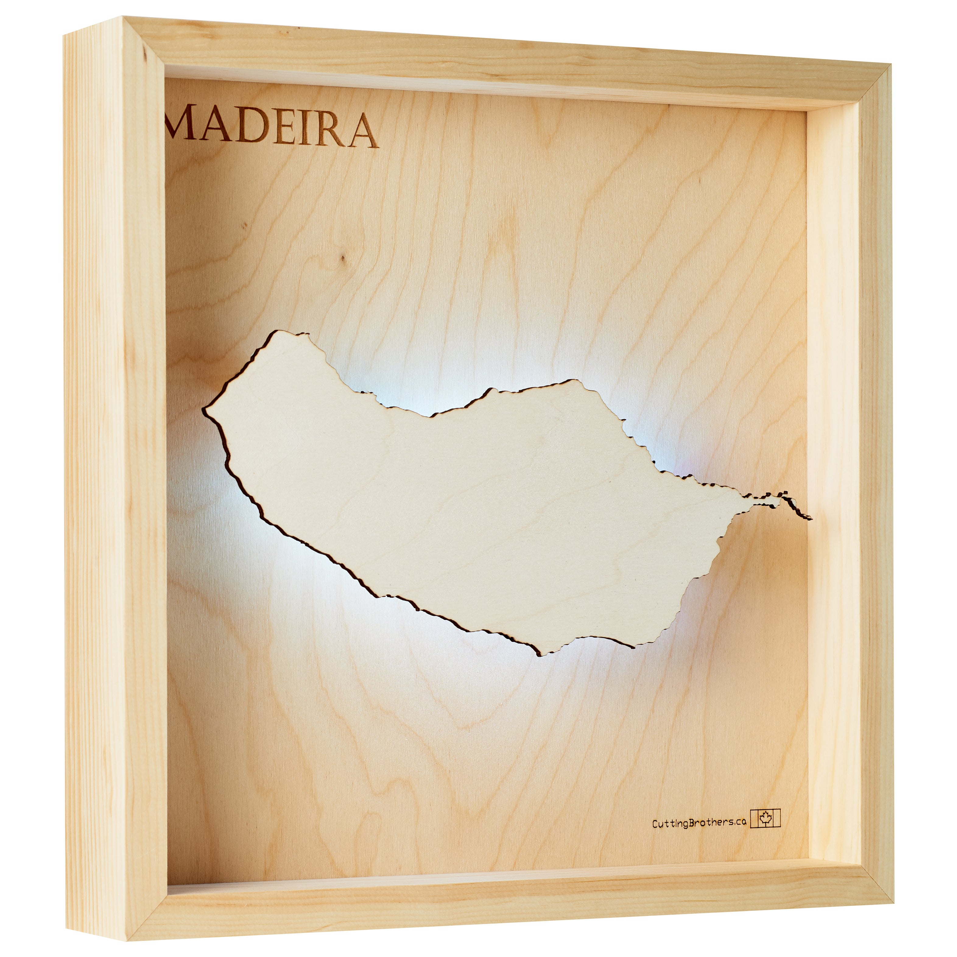 MADEIRA  -  LED LIGHT WOODEN WALL MAP - Version S