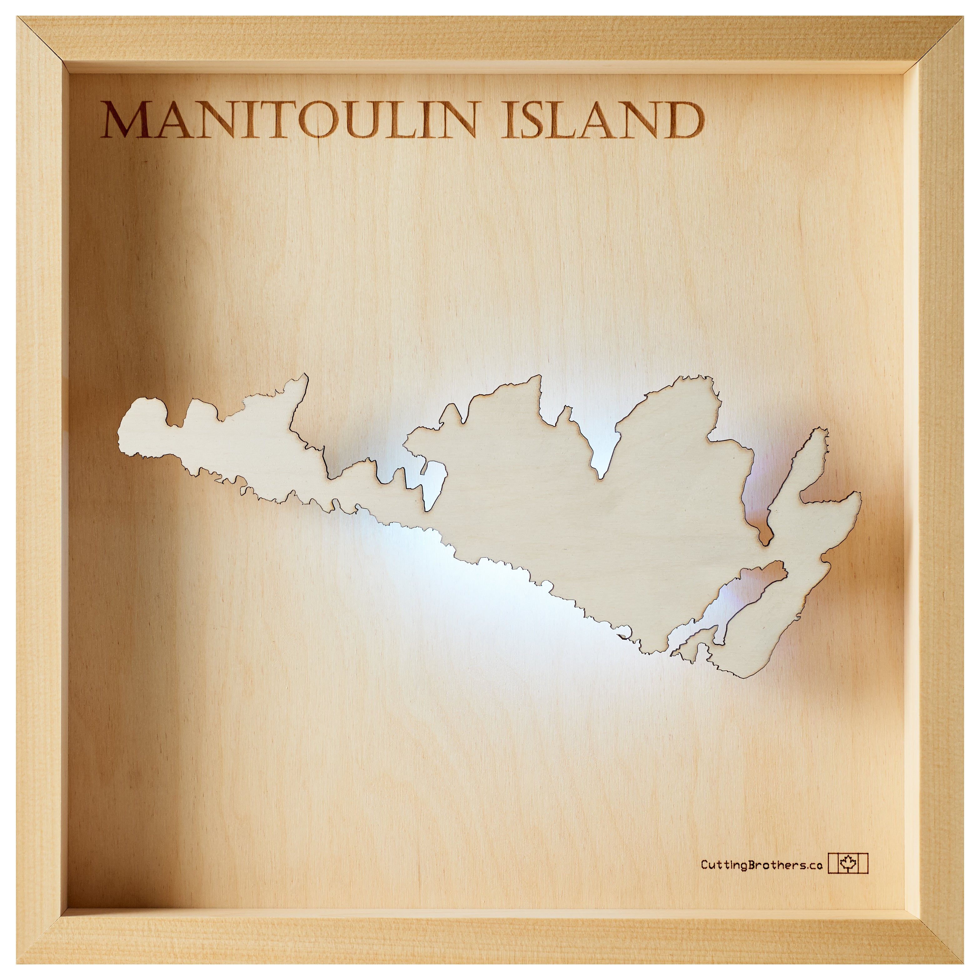 MANITOULIN ISLAND  -  LED LIGHT WOODEN WALL MAP - Version S