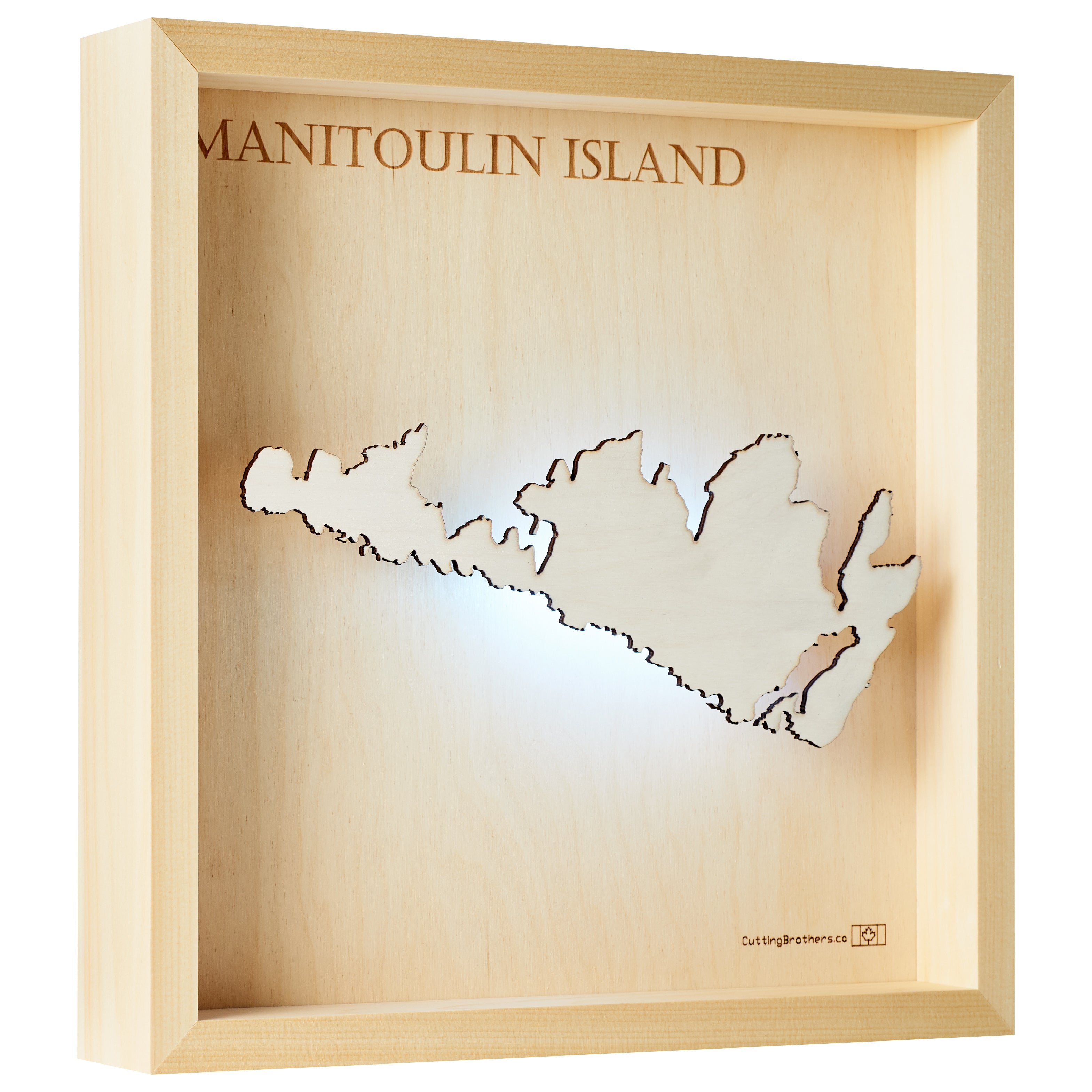 MANITOULIN ISLAND  -  LED LIGHT WOODEN WALL MAP - Version S