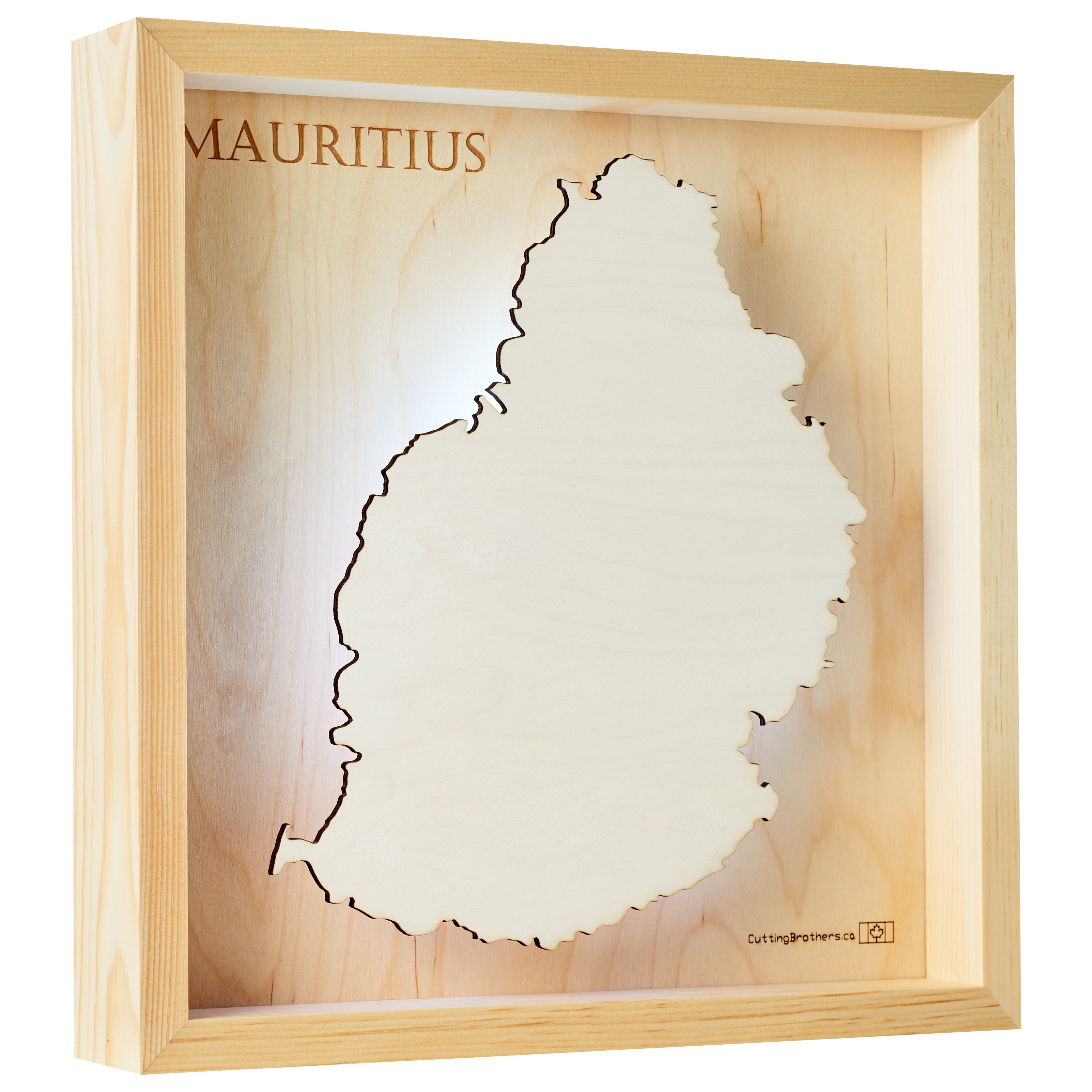 MAURITIUS -  LED LIGHT WOODEN WALL MAP - Version S
