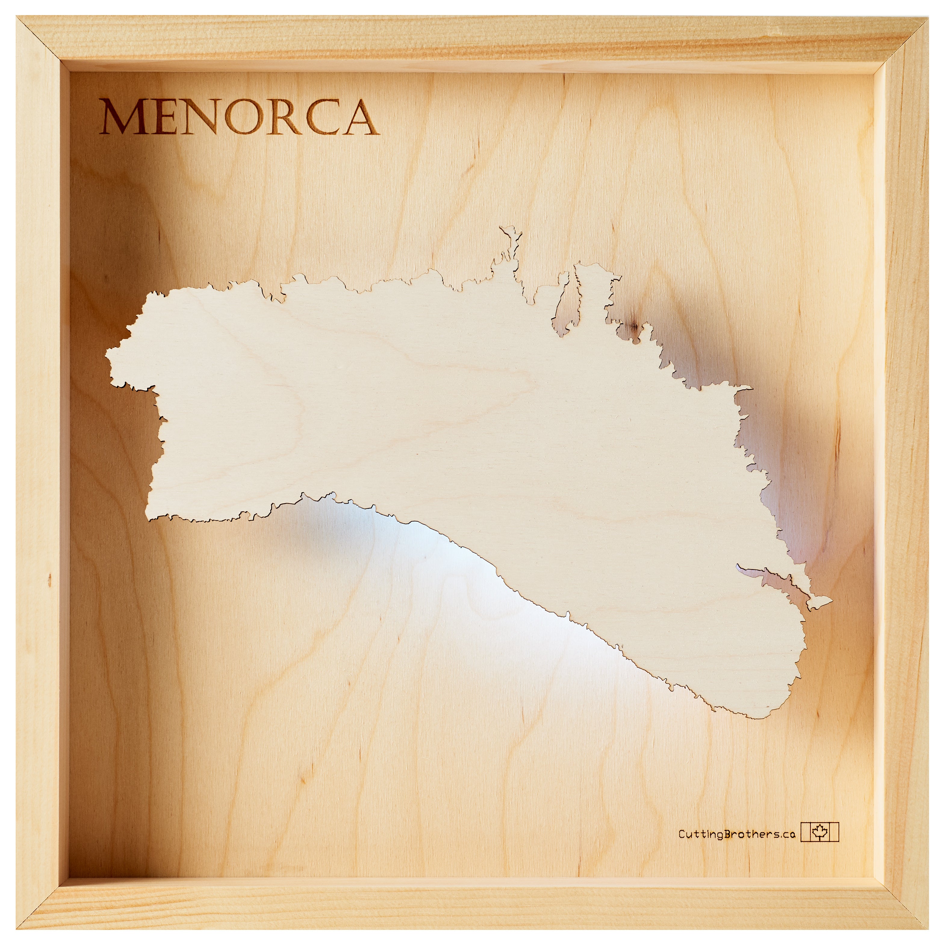 MENORCA -  LED LIGHT WOODEN WALL MAP - Version S