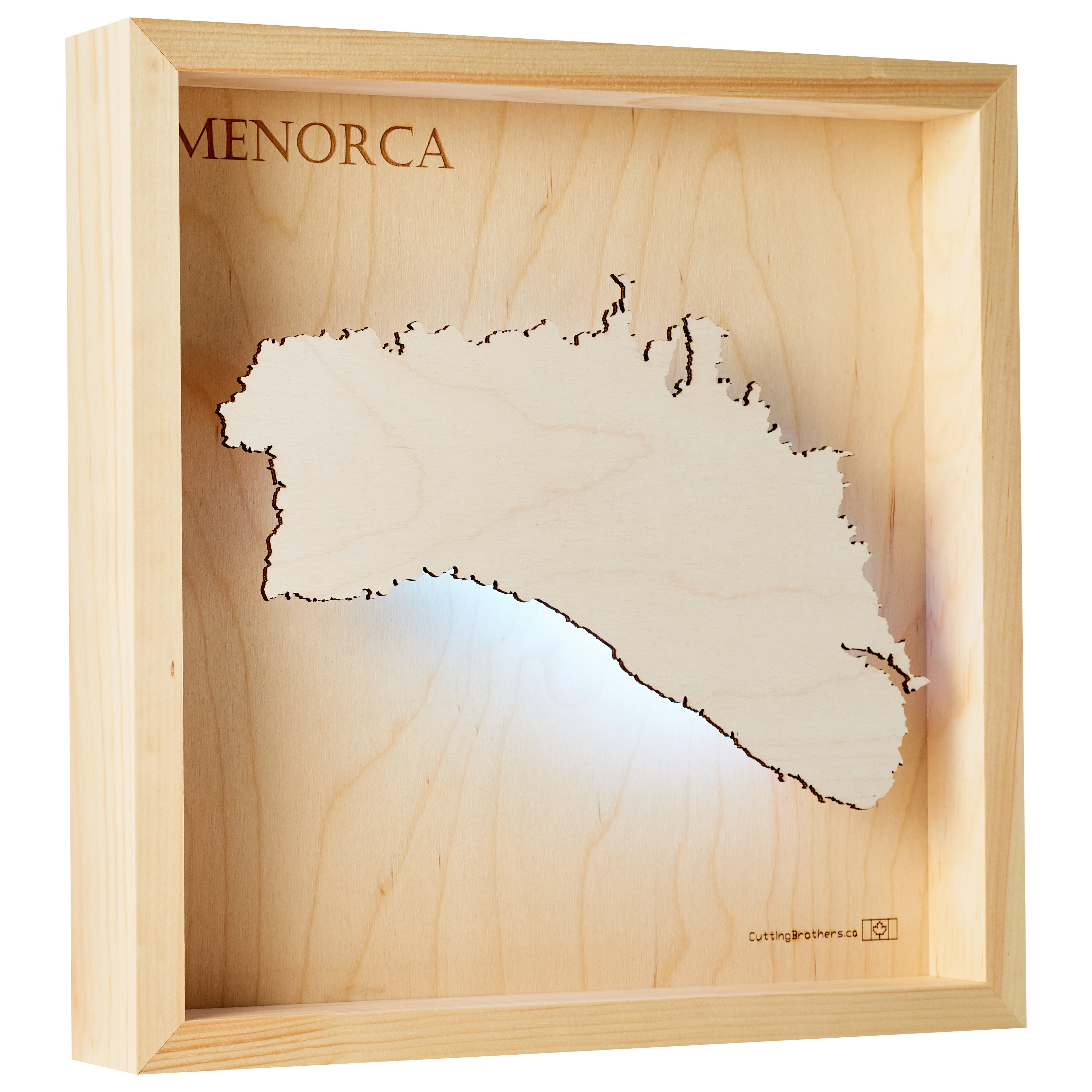 MENORCA -  LED LIGHT WOODEN WALL MAP - Version S