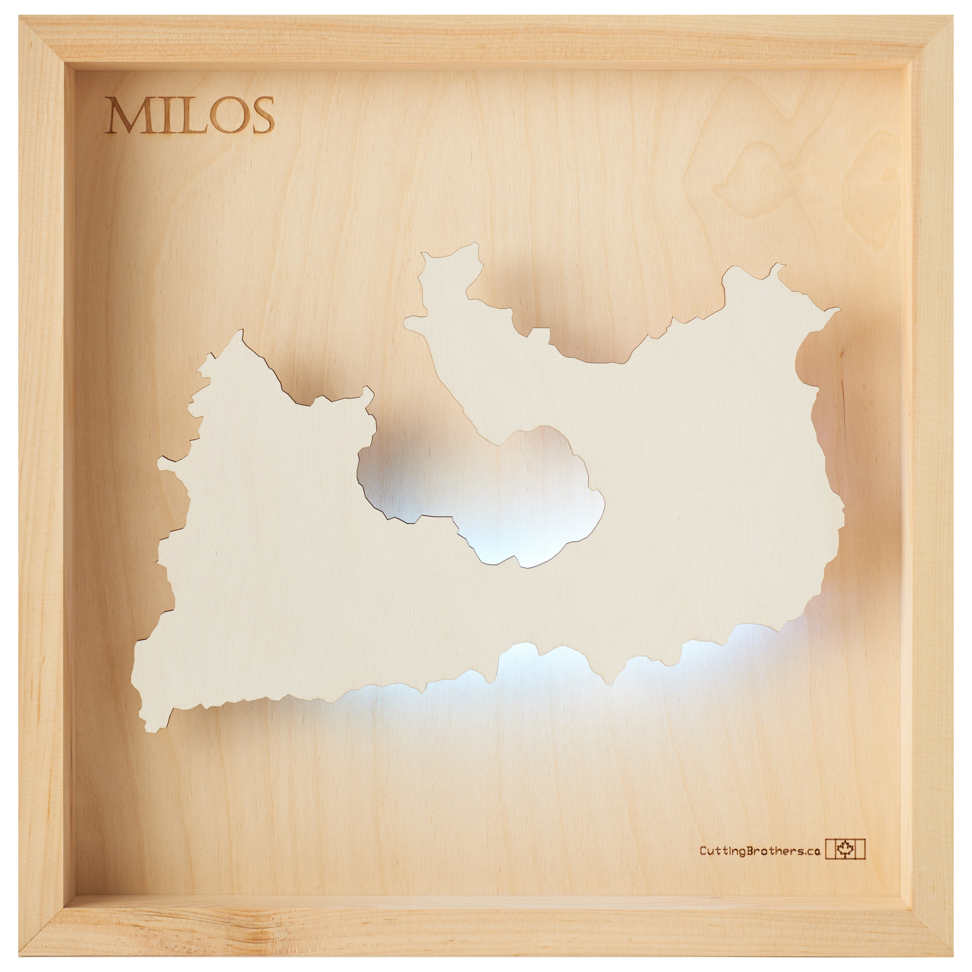 MILOS -  LED LIGHT WOODEN WALL MAP - Version S
