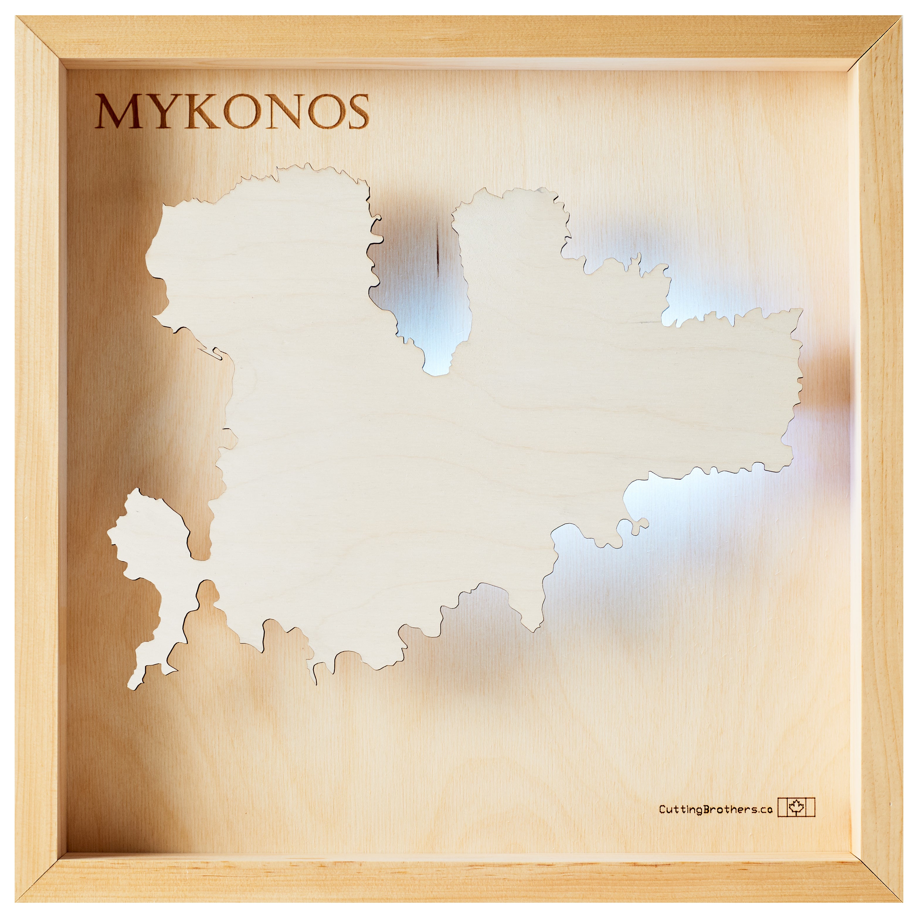 MYKONOS  -  LED LIGHT WOODEN WALL MAP - Version S