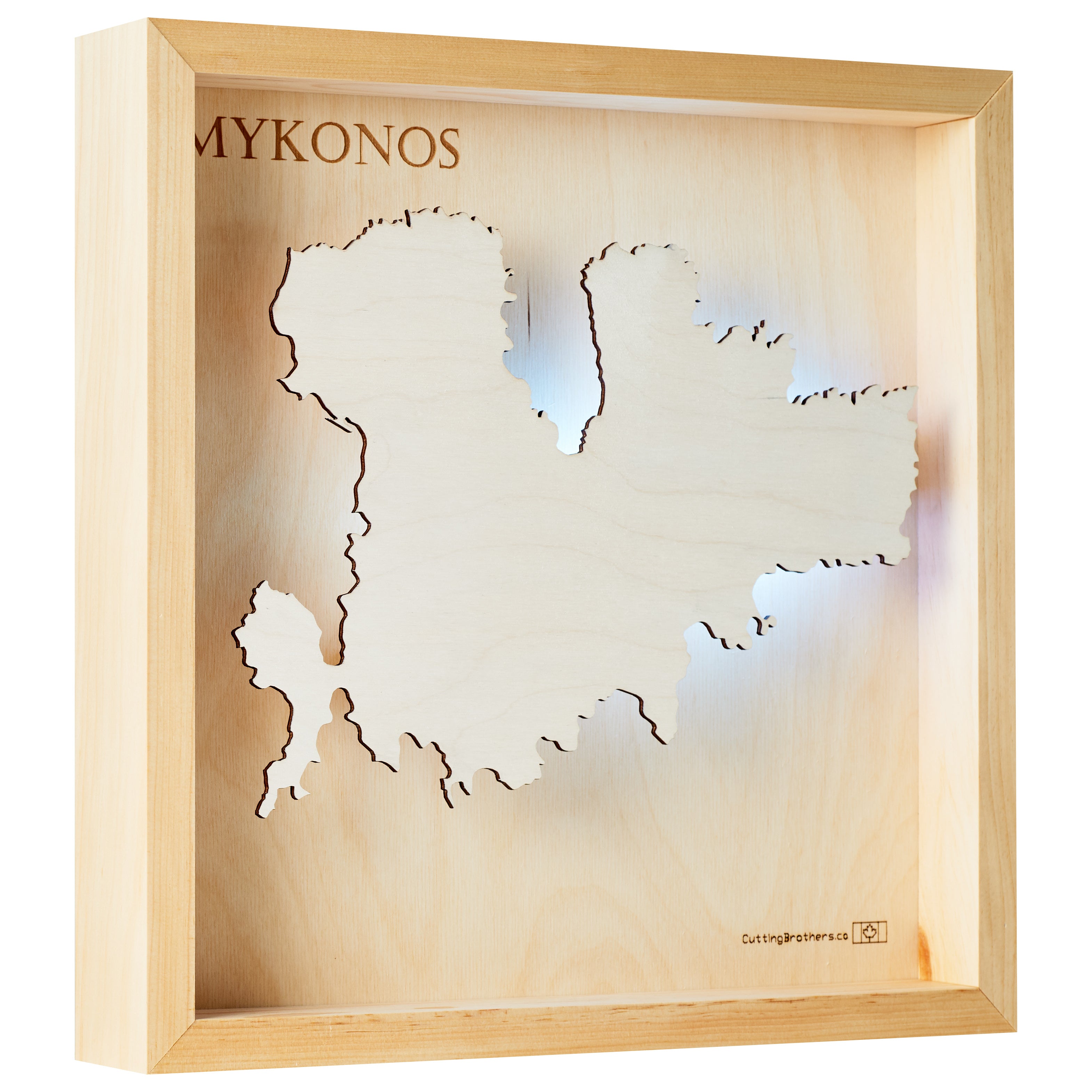 MYKONOS  -  LED LIGHT WOODEN WALL MAP - Version S