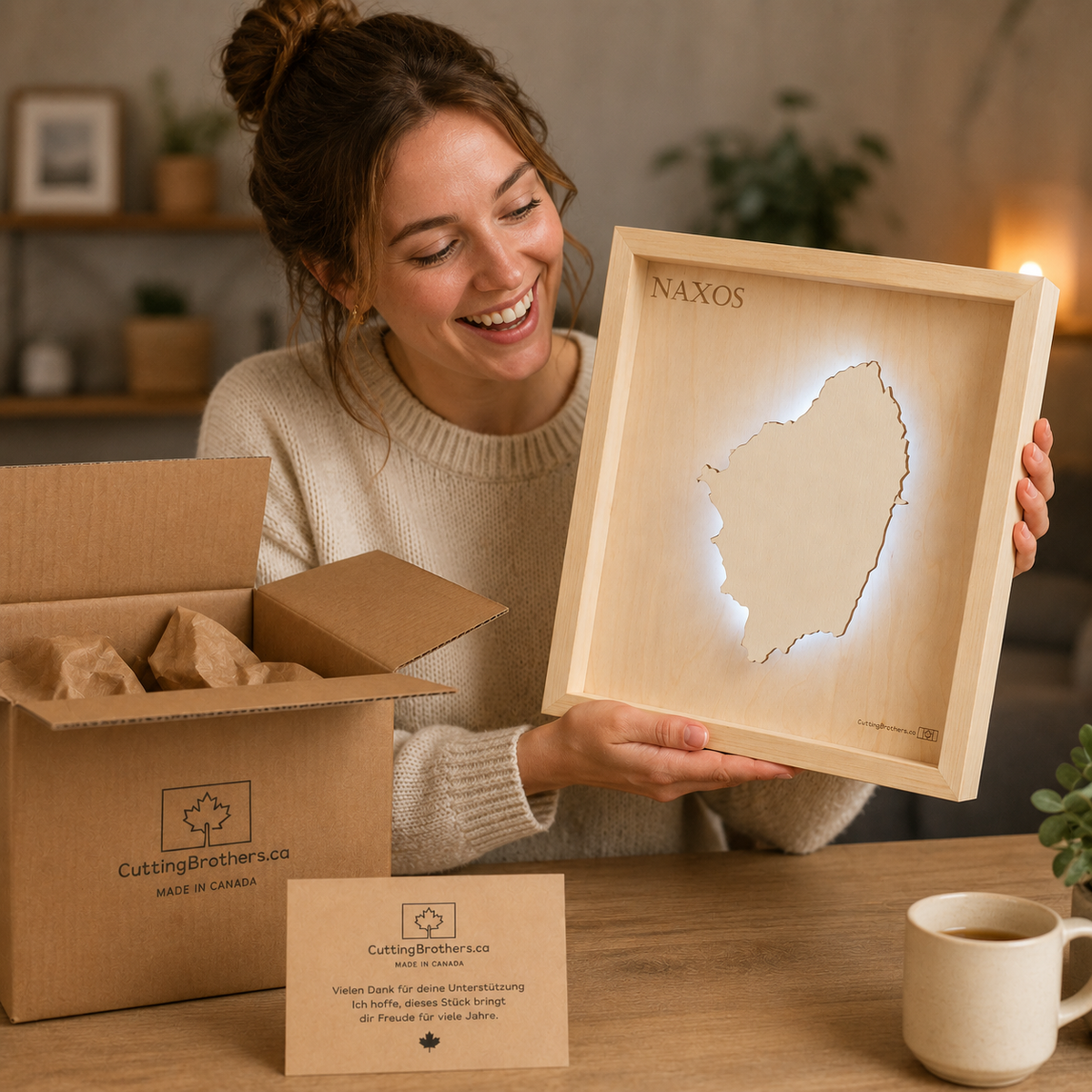 NAXOS  -  LED LIGHT WOODEN WALL MAP - Version S