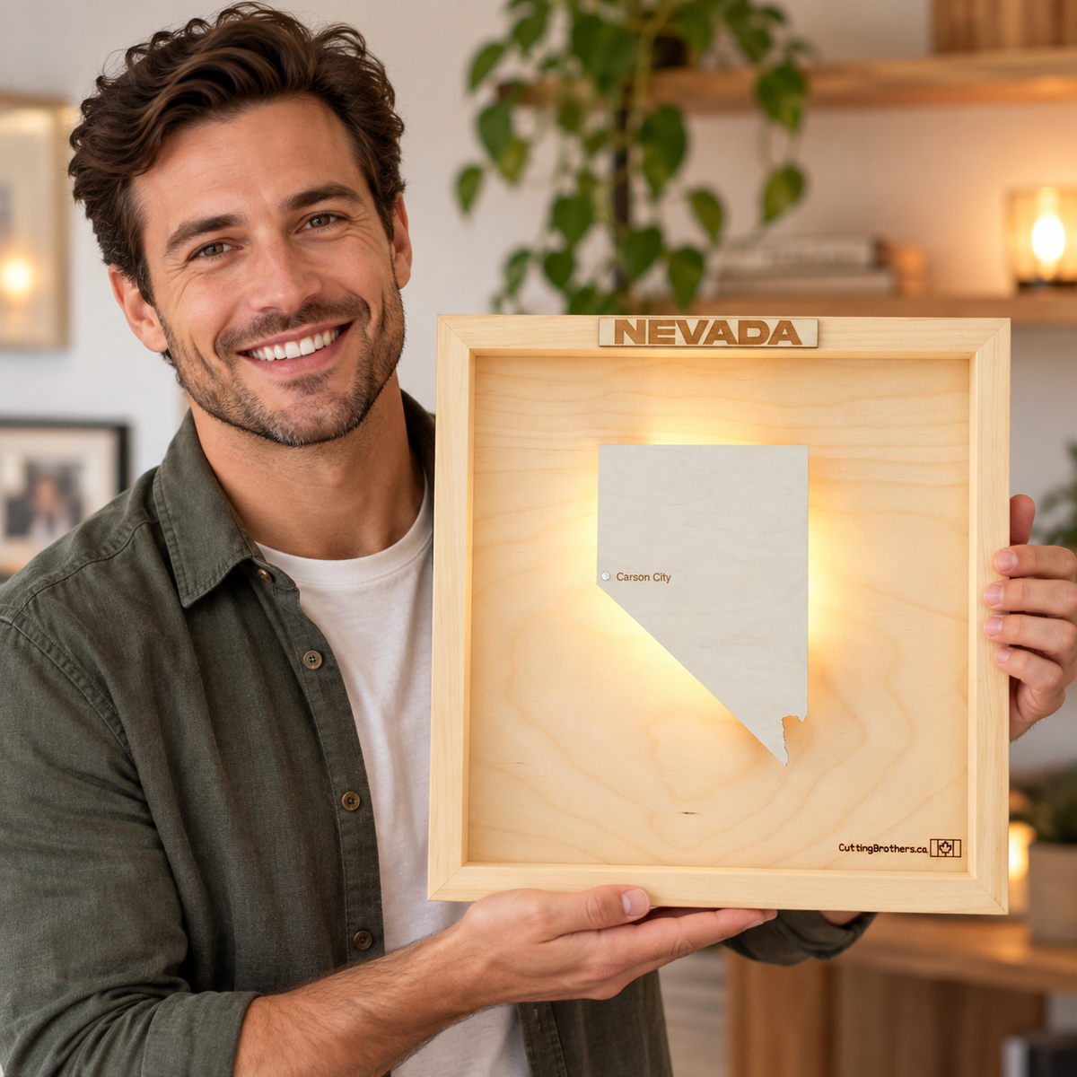 NEVADA LED LIGHT WOODEN WALL MAP - Version S
