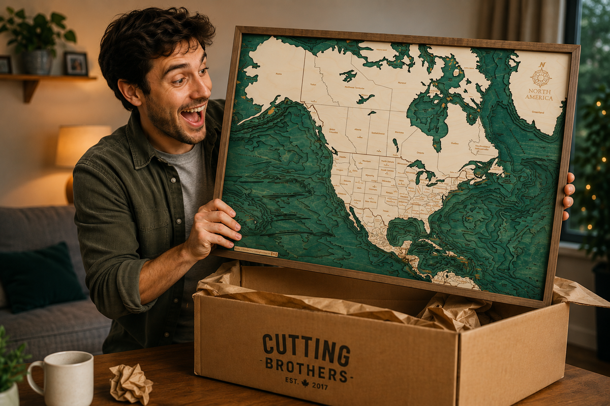 NORTH AMERICA 3D WOODEN WALL MAP - Version L