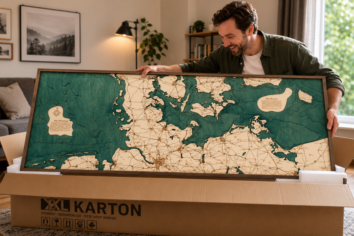 NORTH & BALTIC SEA 3D WOODEN WALL MAP - Version XXL