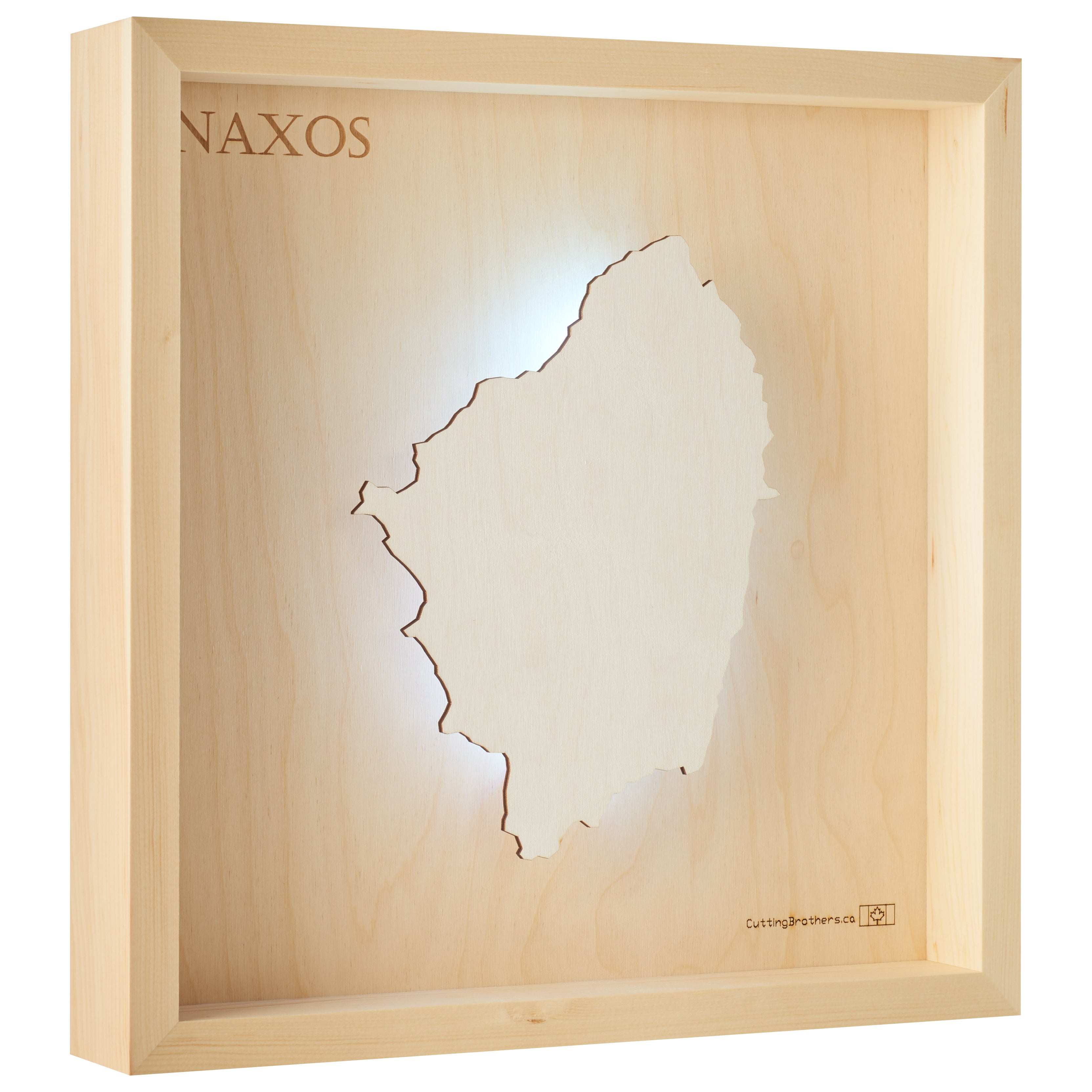 NAXOS  -  LED LIGHT WOODEN WALL MAP - Version S