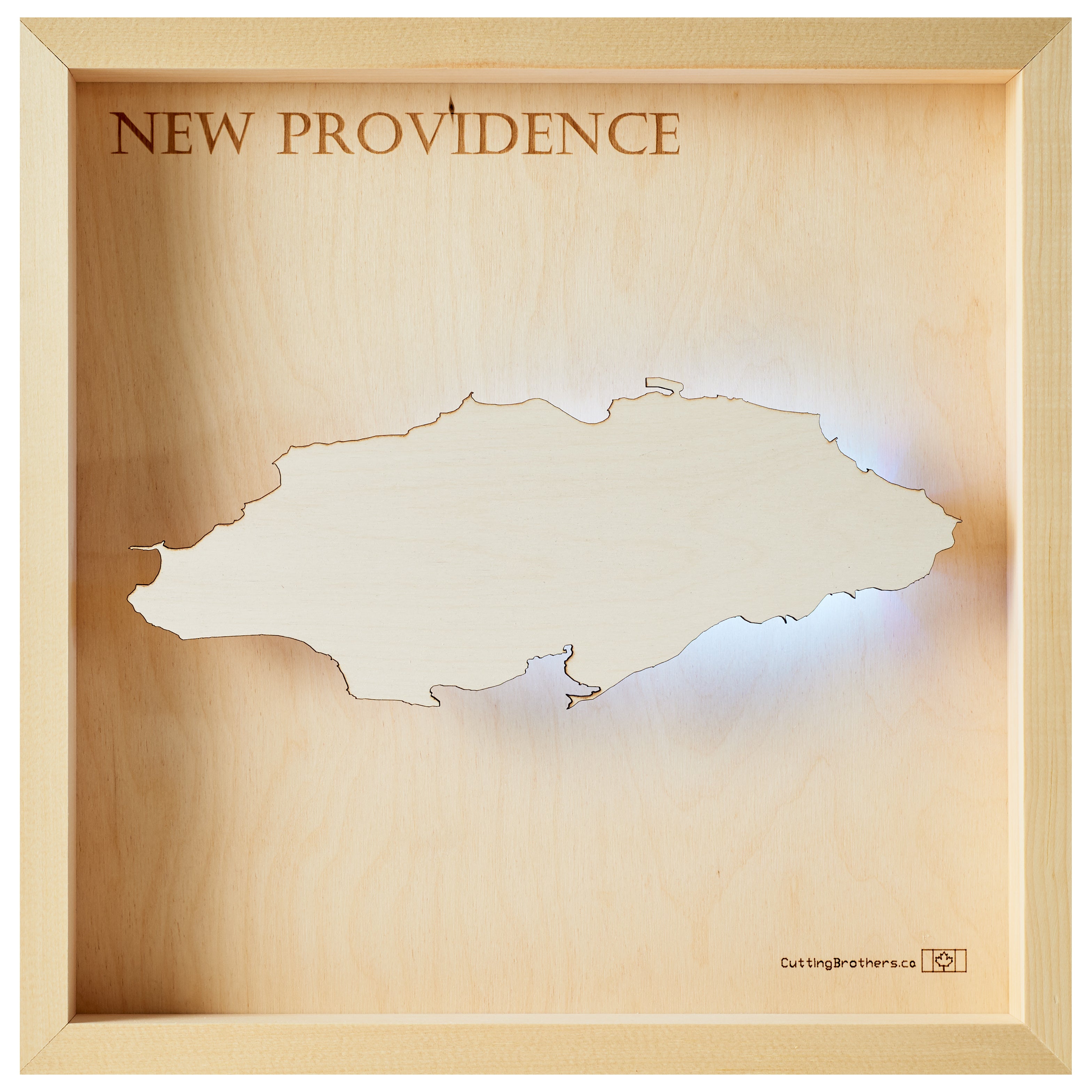 NEW PROVIDENCE  -  LED LIGHT WOODEN WALL MAP - Version S