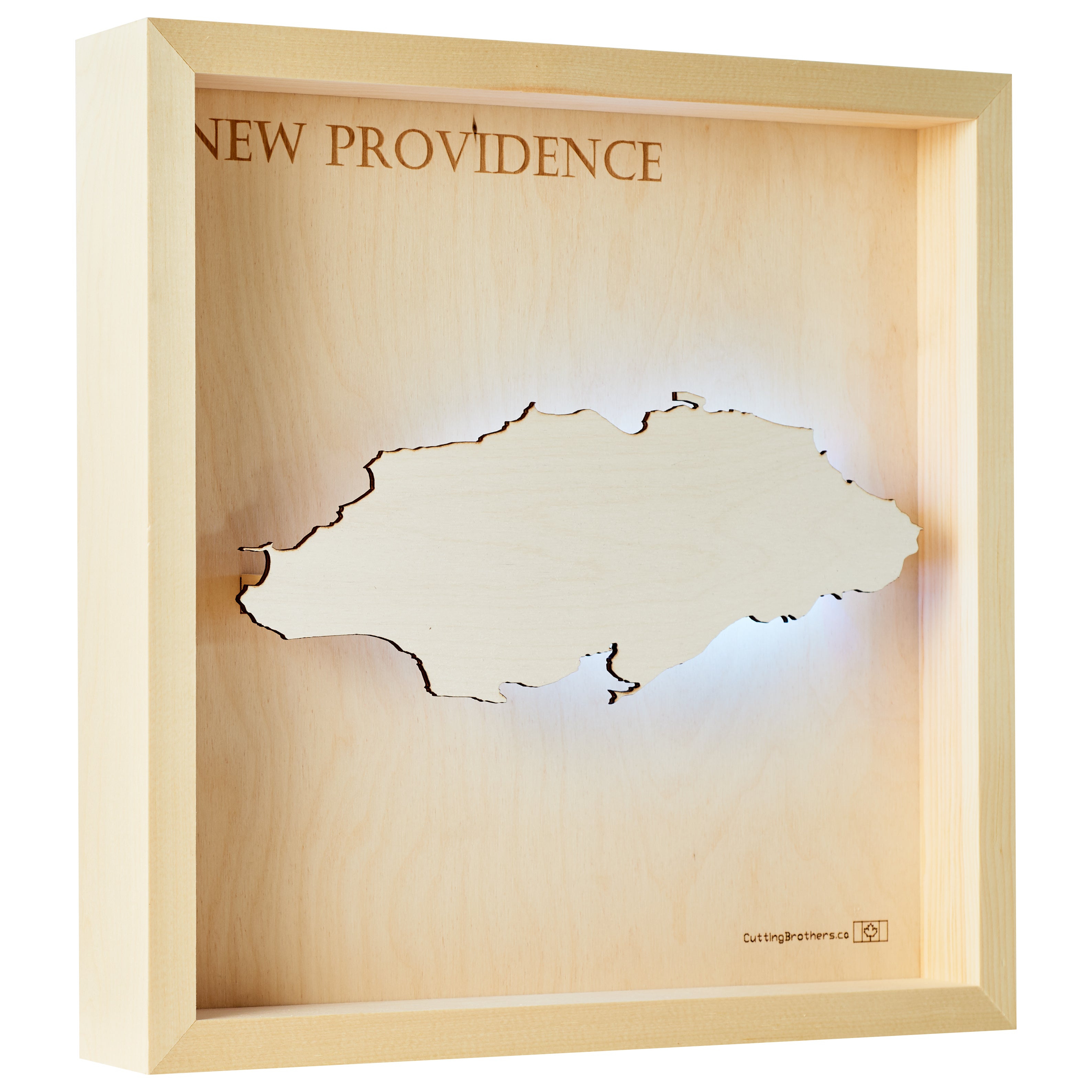 NEW PROVIDENCE  -  LED LIGHT WOODEN WALL MAP - Version S