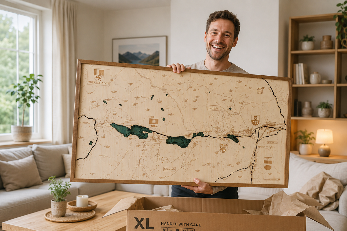 OBERENGADIN 3D WOODEN WALL MAP - Version L