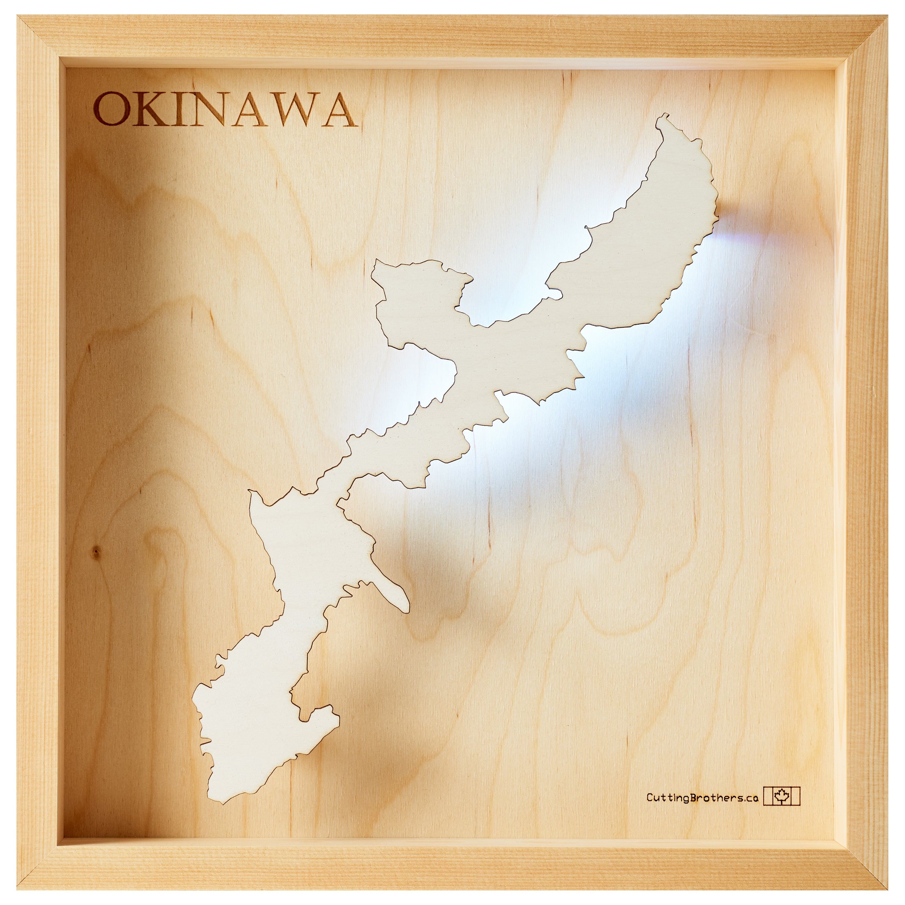 OKINAWA  -  LED LIGHT WOODEN WALL MAP - Version S