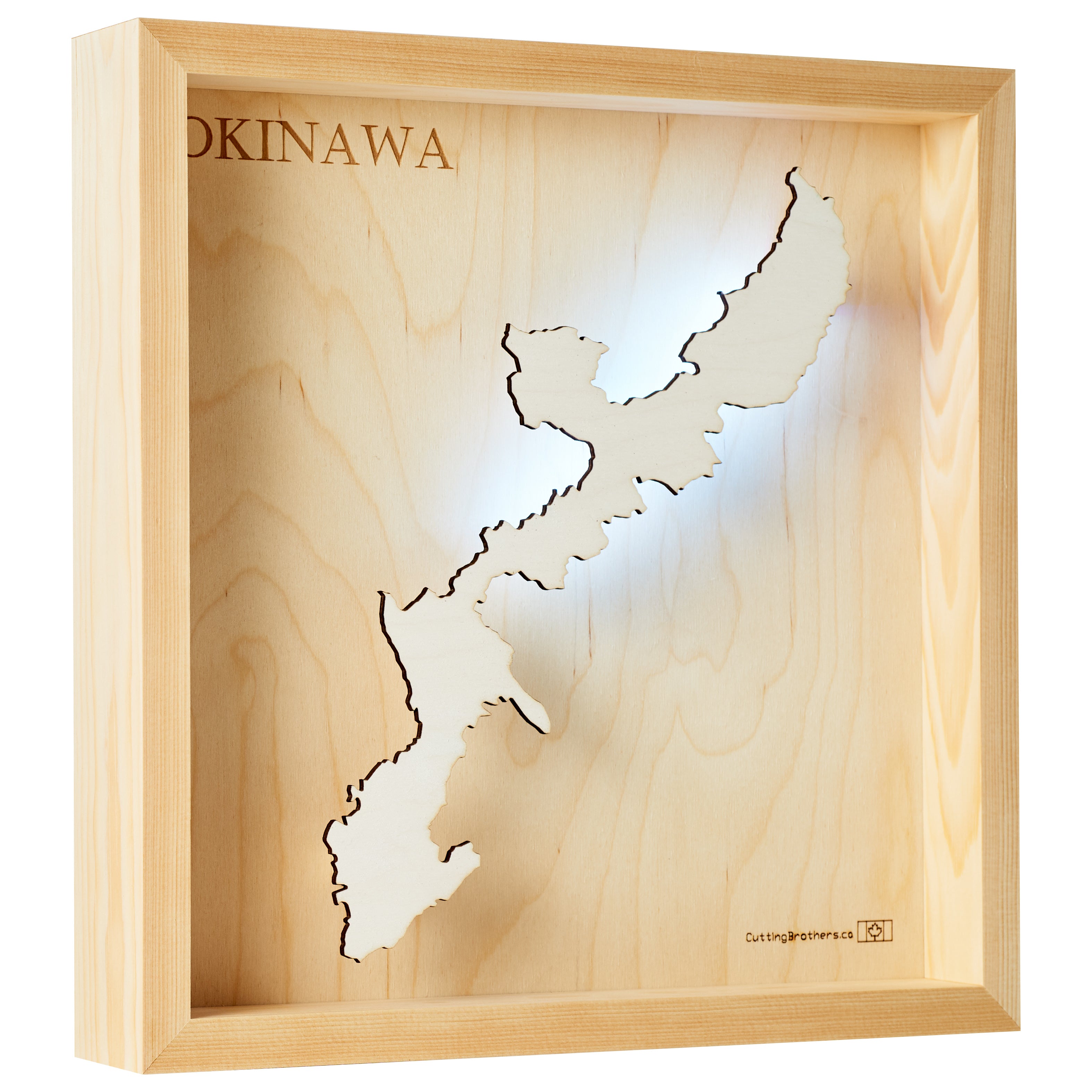 OKINAWA  -  LED LIGHT WOODEN WALL MAP - Version S
