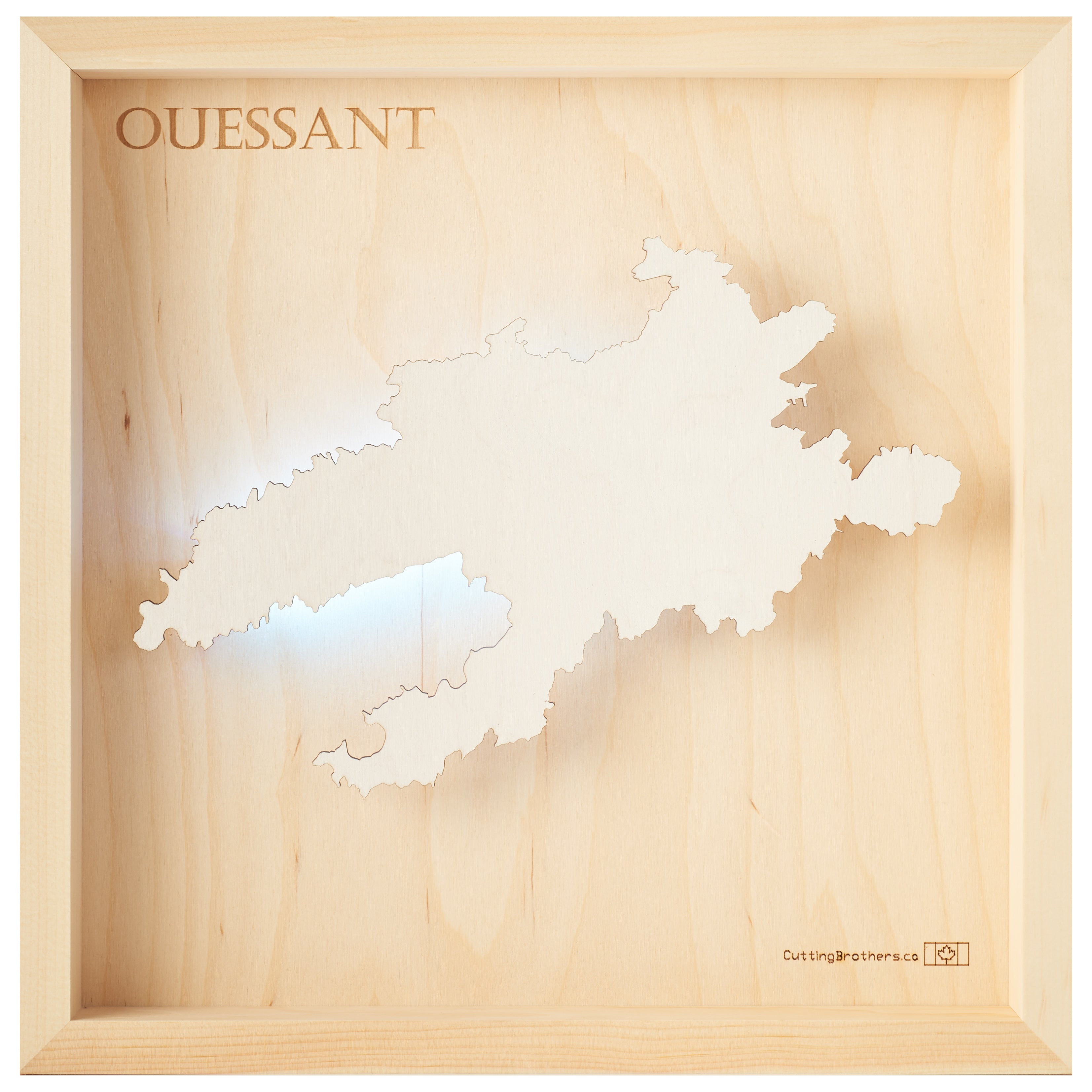 QUESSANT  -  LED LIGHT WOODEN WALL MAP - Version S