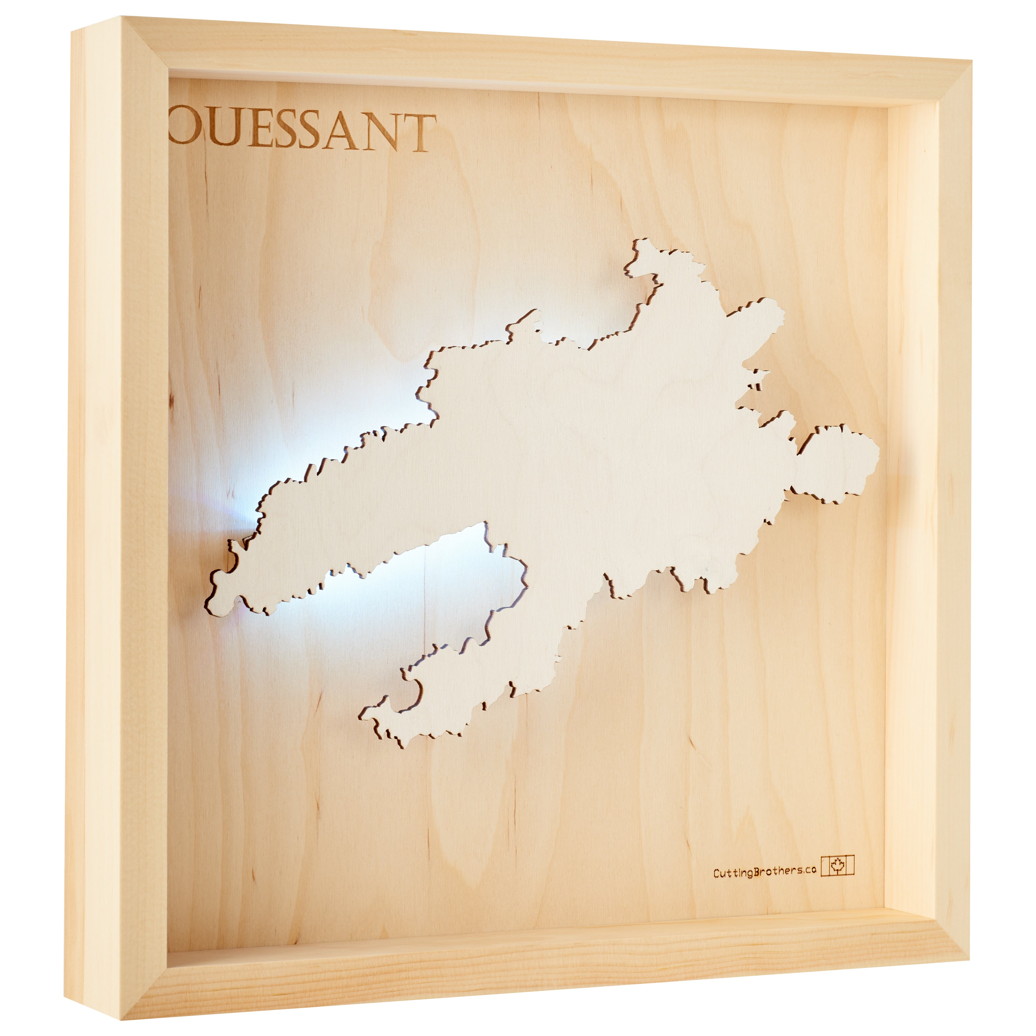QUESSANT  -  LED LIGHT WOODEN WALL MAP - Version S
