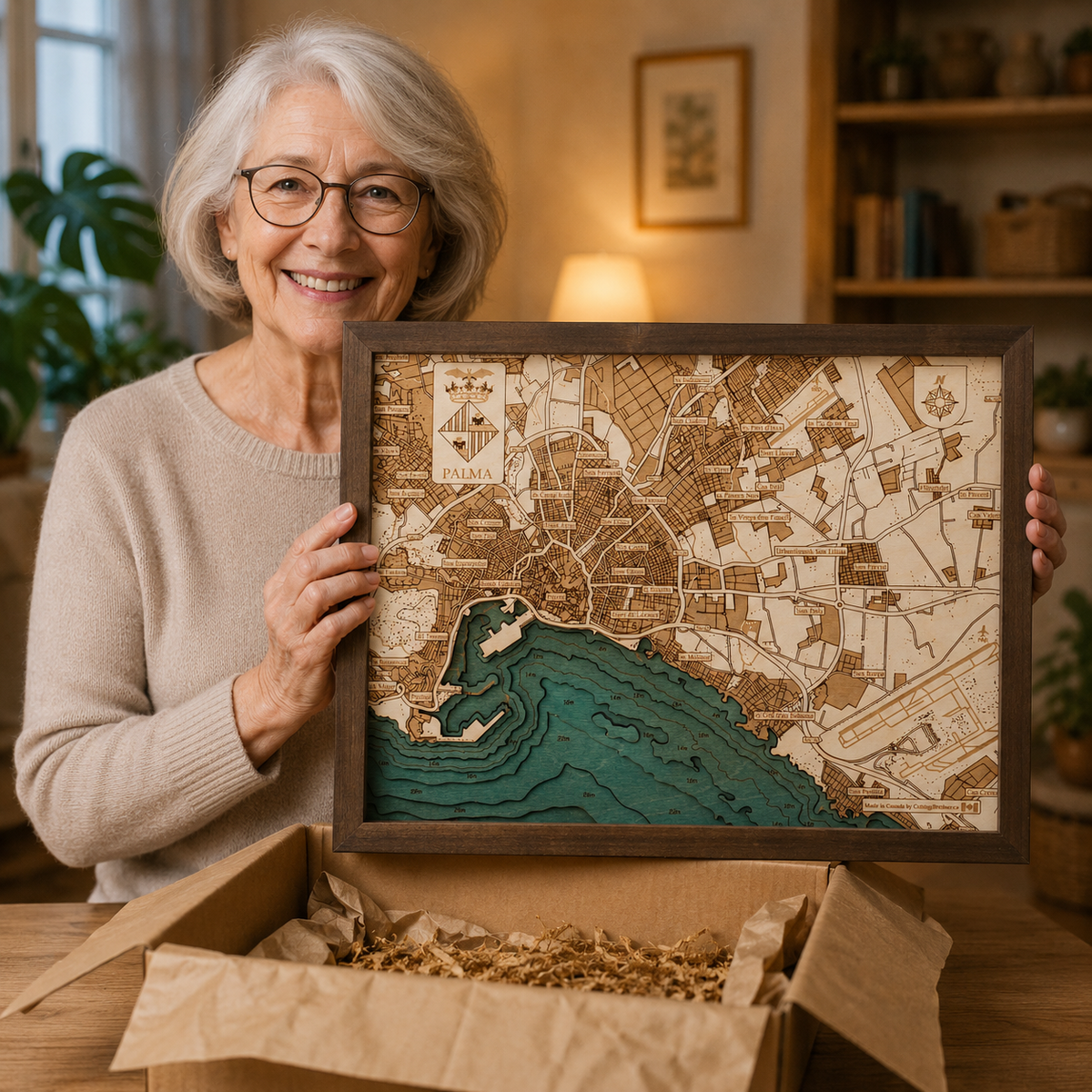 PALMA DE MALLORCA 3D WOODEN WALL MAP - Version S