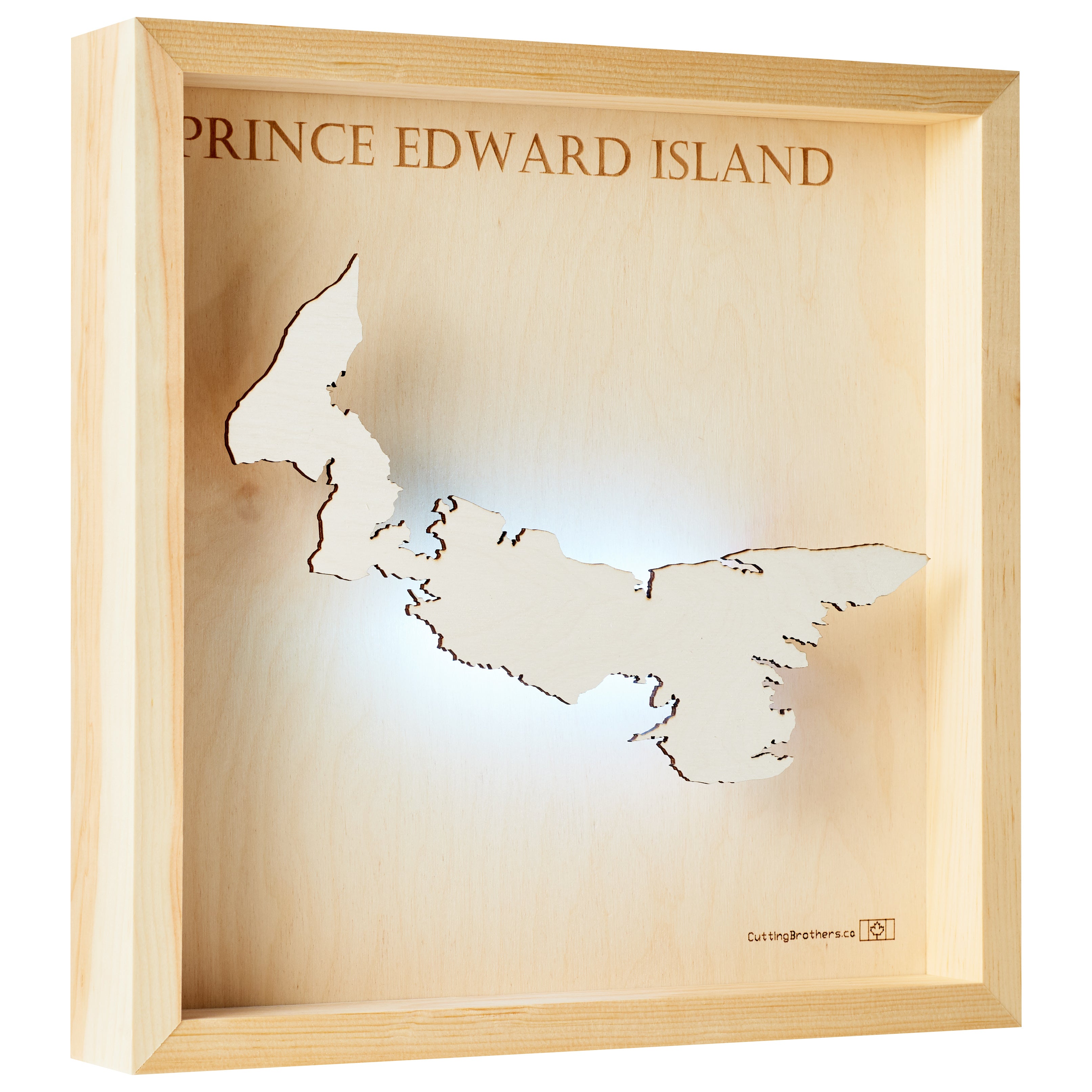 PRINCE EDWARD ISLAND  -  LED LIGHT WOODEN WALL MAP - Version S