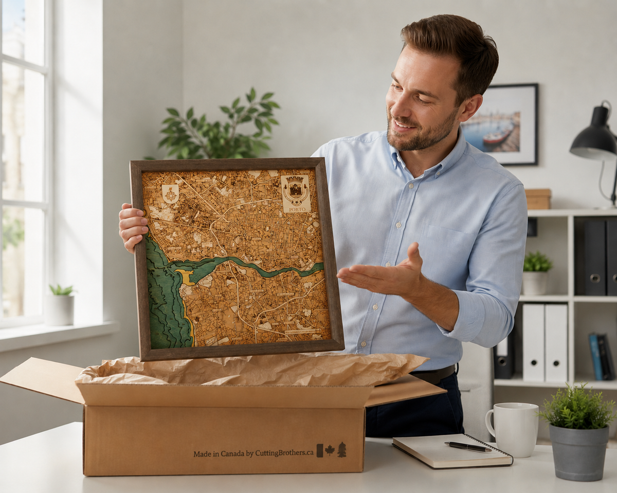 PORTO 3D WOODEN WALL MAP - Version S