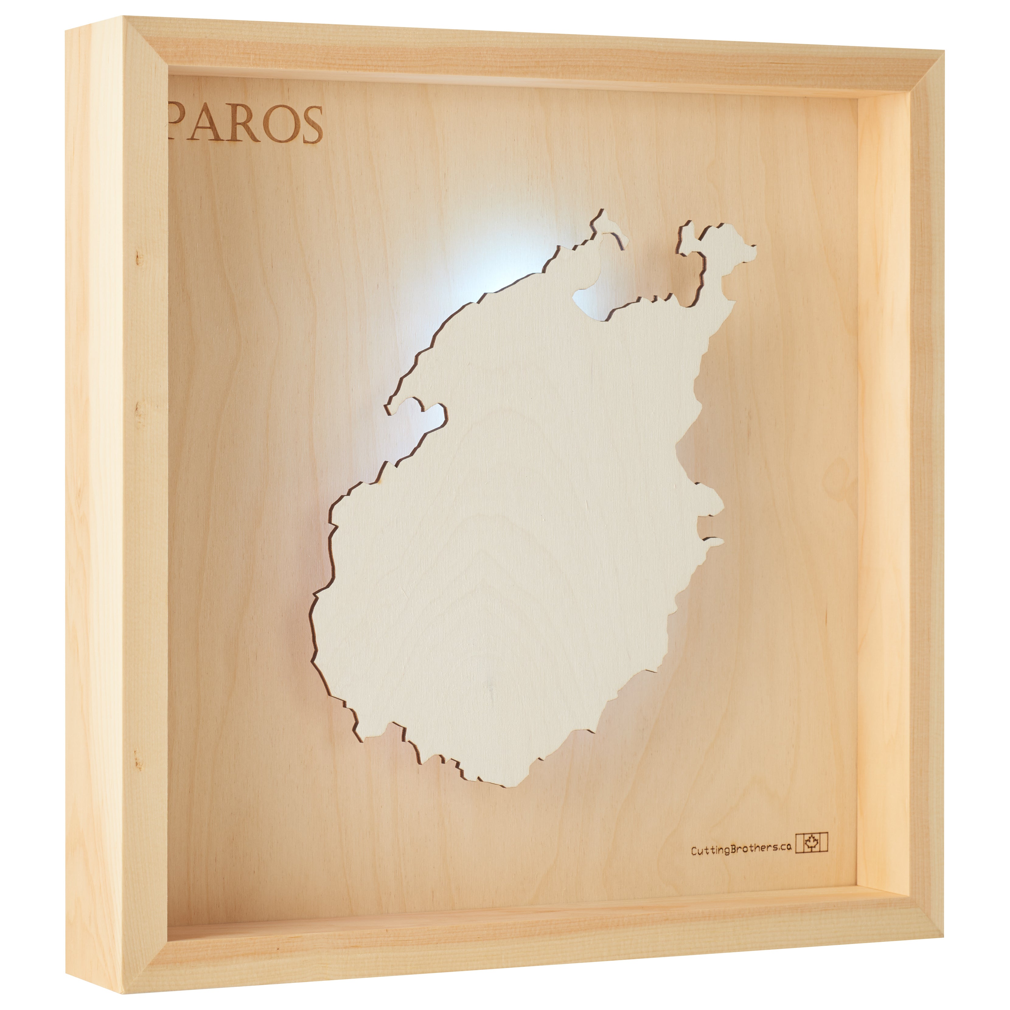 PAROS  -  LED LIGHT WOODEN WALL MAP - Version S