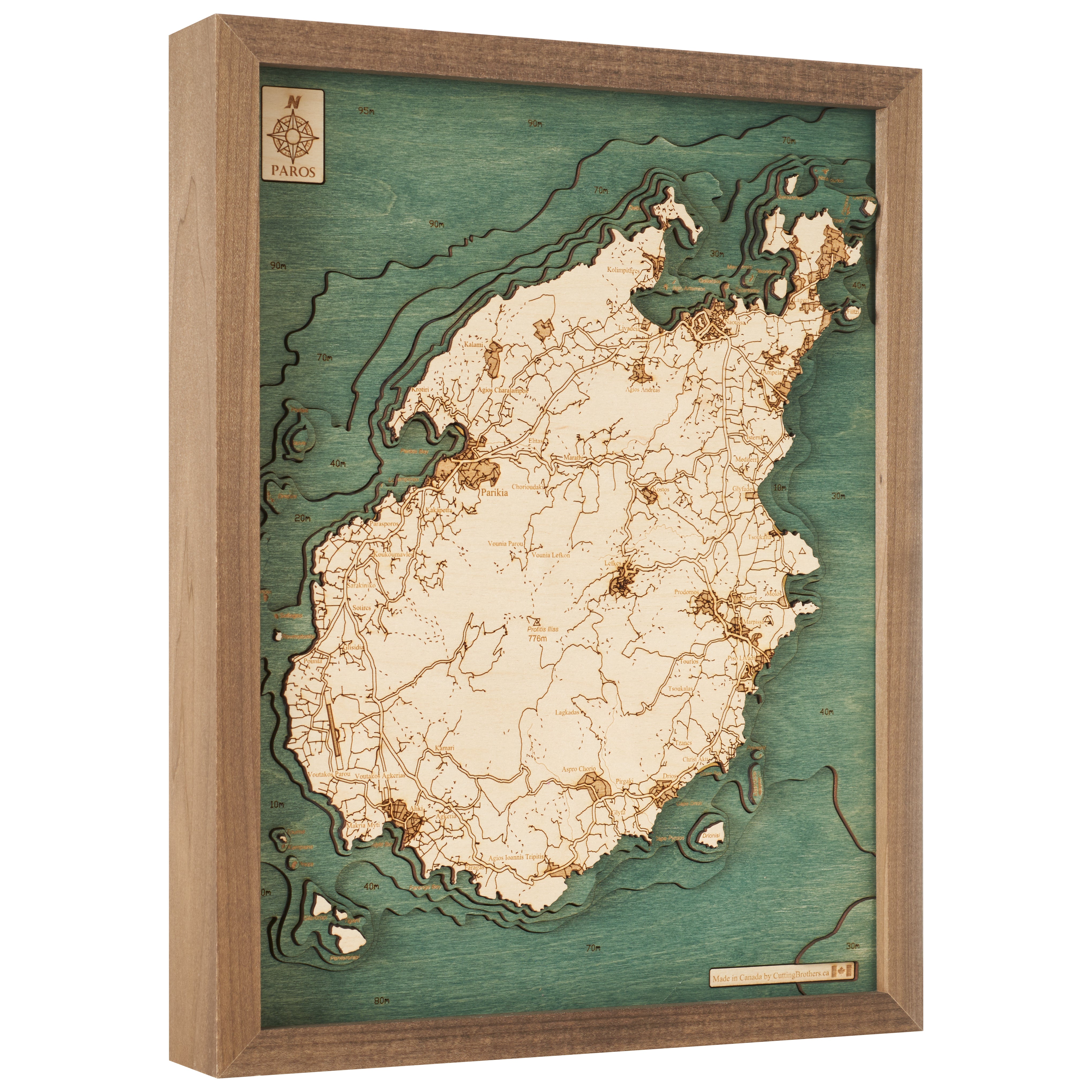 PAROS  -  3D WOODEN WALL MAP - Version S