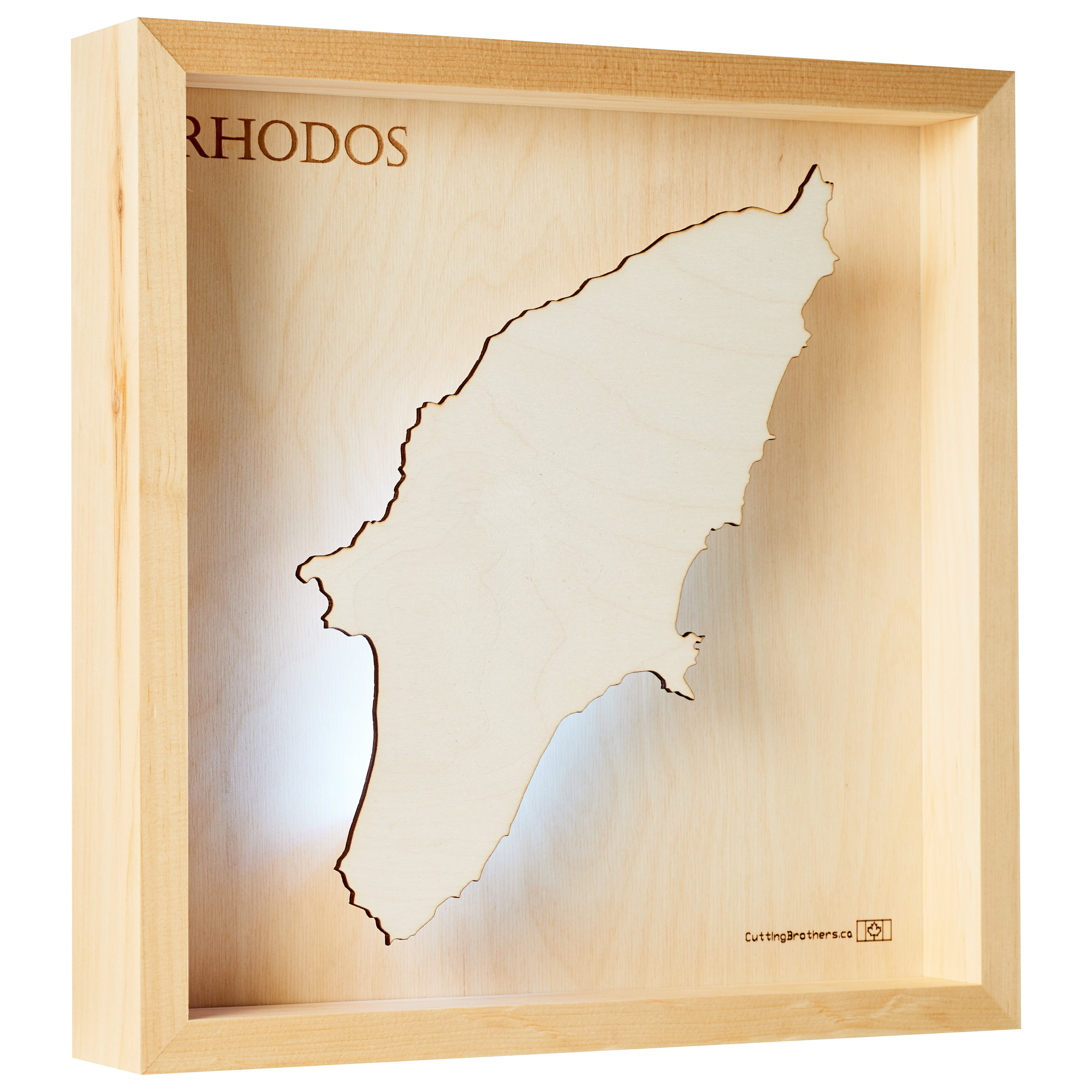 RHODOS  -  LED LIGHT WOODEN WALL MAP - Version S