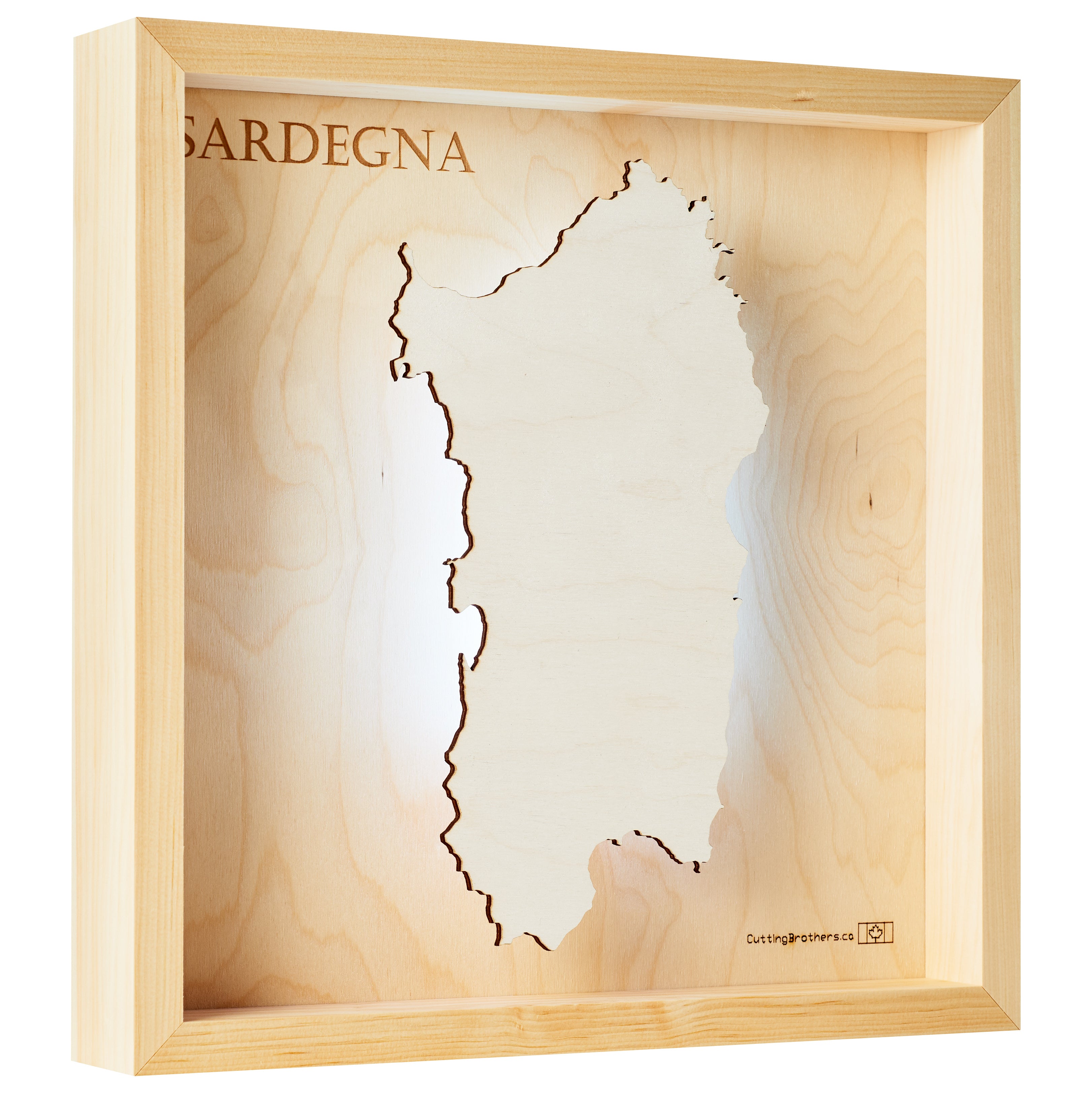 SARDEGNA  -  LED LIGHT WOODEN WALL MAP - Version S