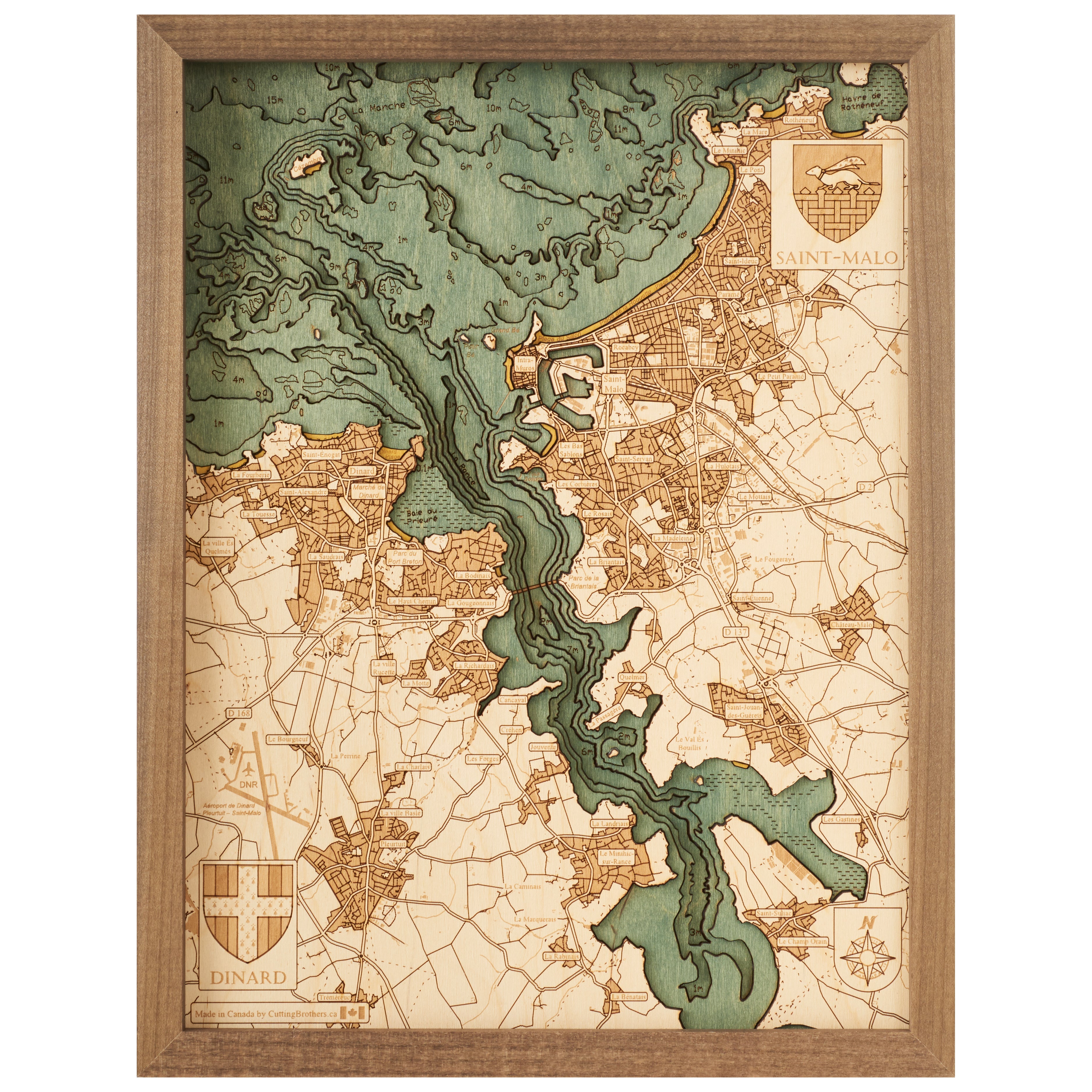 St.DINARD-MALO  -  3D WOODEN WALL MAP - Version S