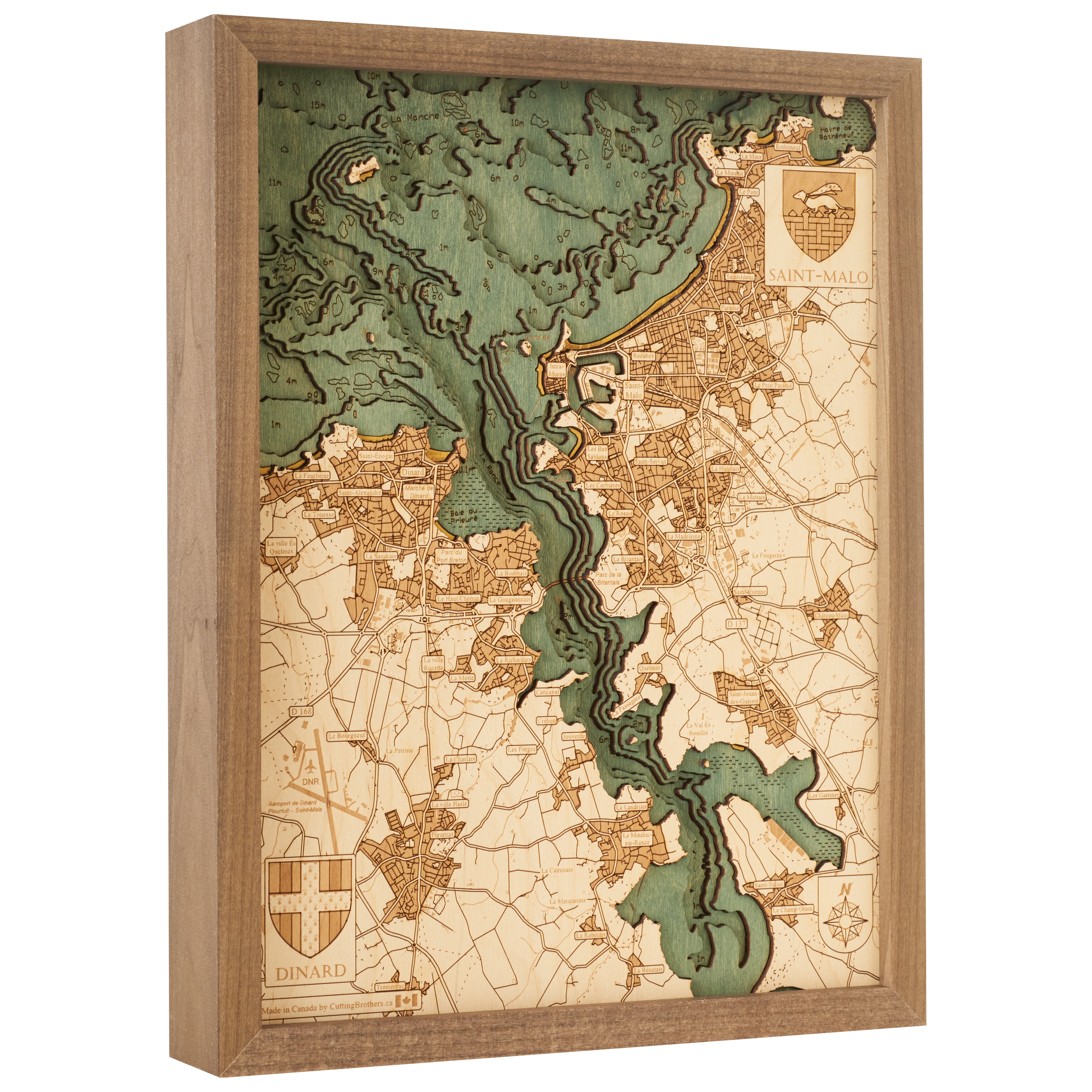 St.DINARD-MALO  -  3D WOODEN WALL MAP - Version S