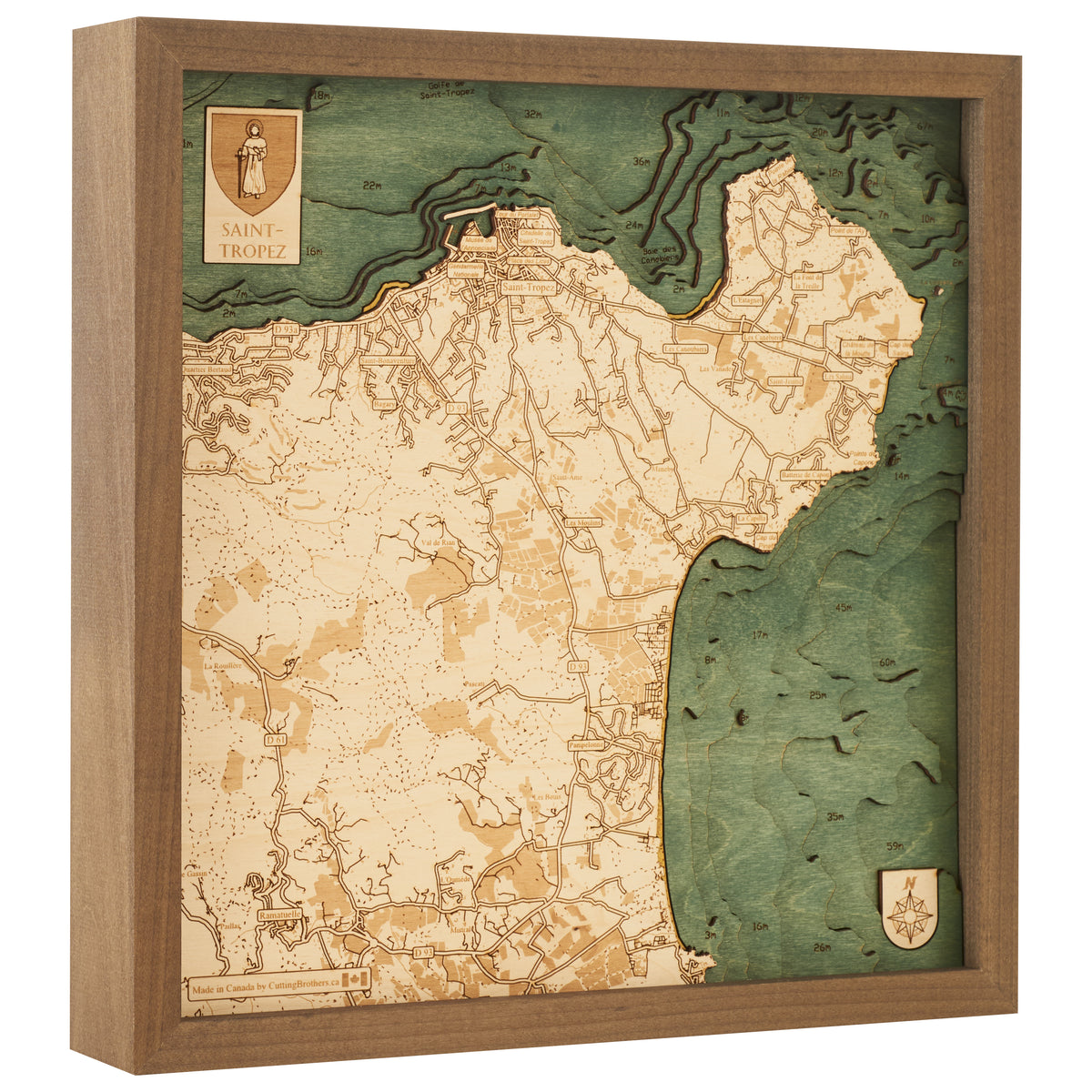 SAINT TROPEZ  -  3D WOODEN WALL MAP - Version S