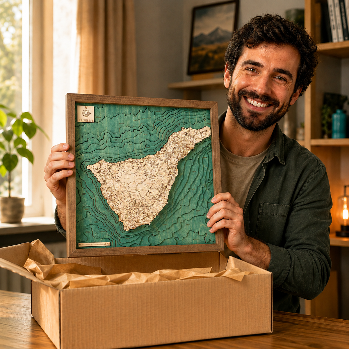 TENERIFFE 3D WOODEN WALL MAP - Version S