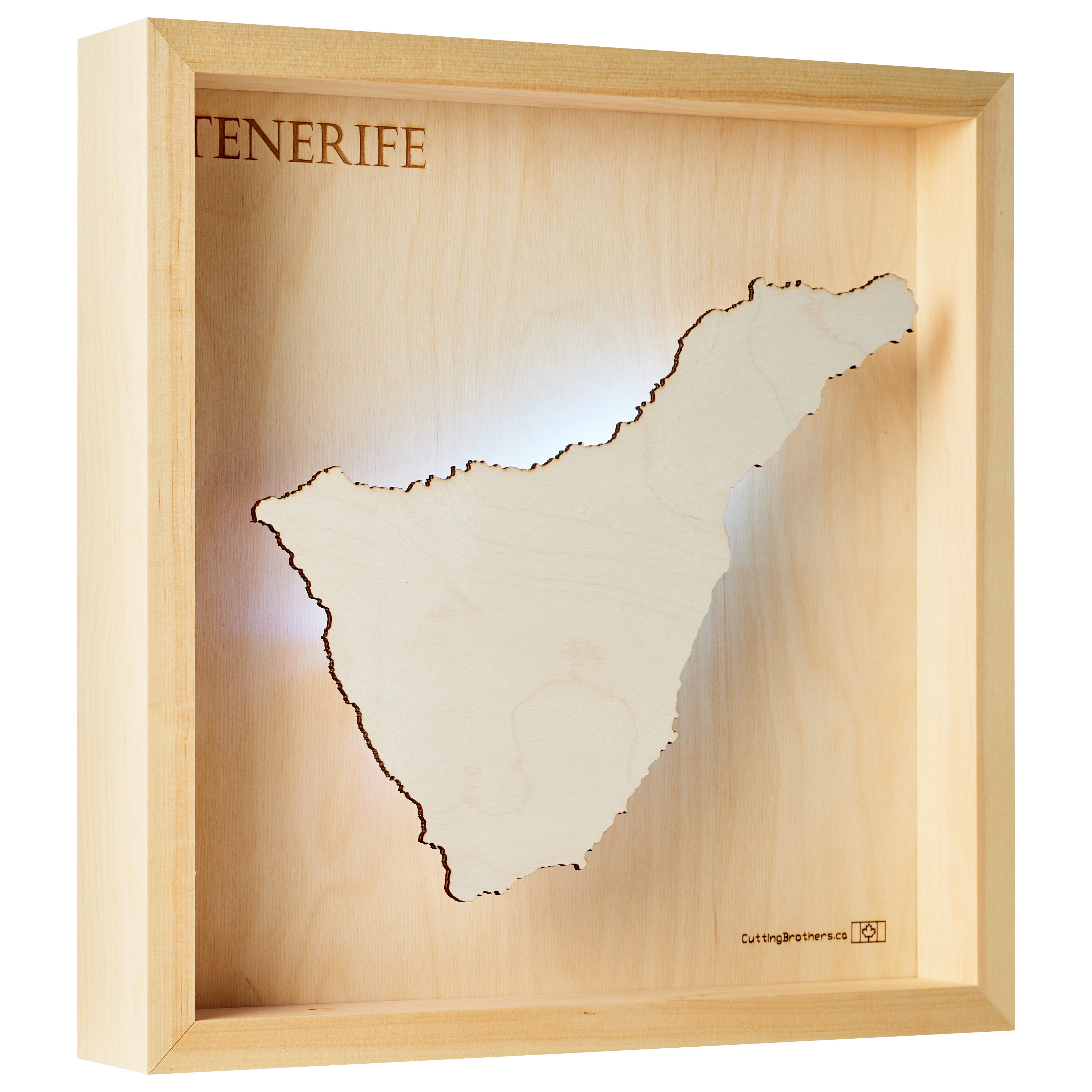 TENERIFE  -  LED LIGHT WOODEN WALL MAP - Version S