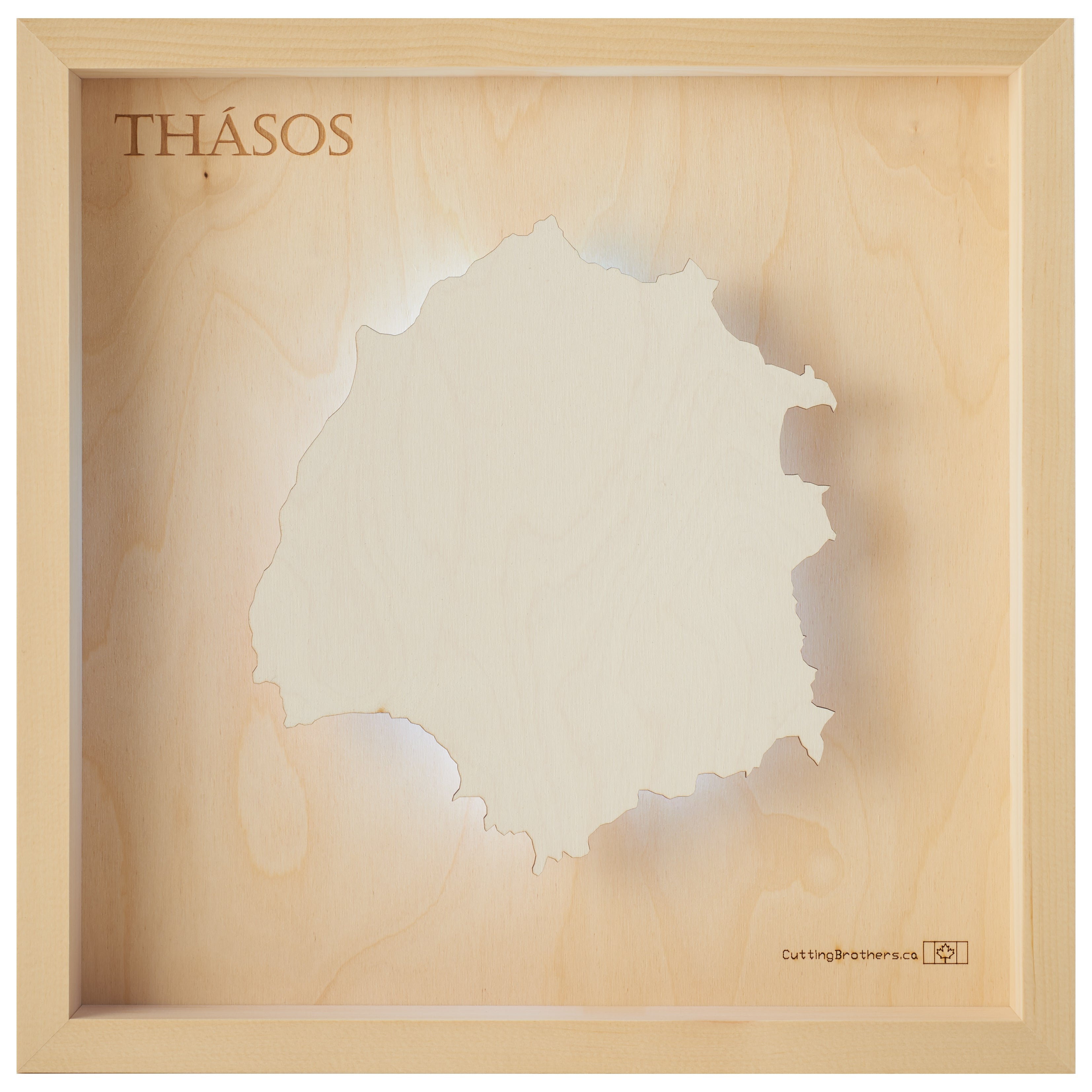 THASOS  -  LED LIGHT WOODEN WALL MAP - Version S