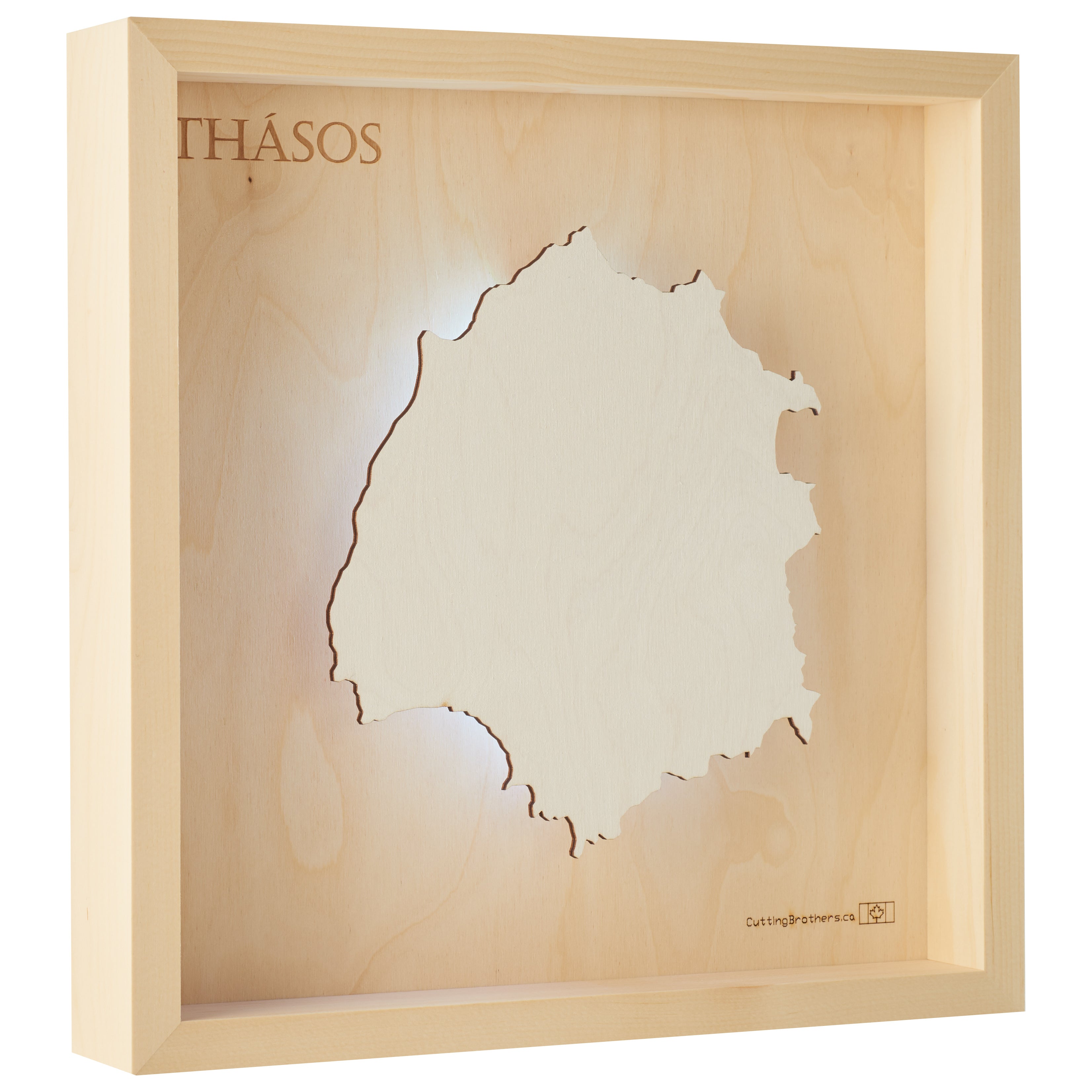 THASOS  -  LED LIGHT WOODEN WALL MAP - Version S