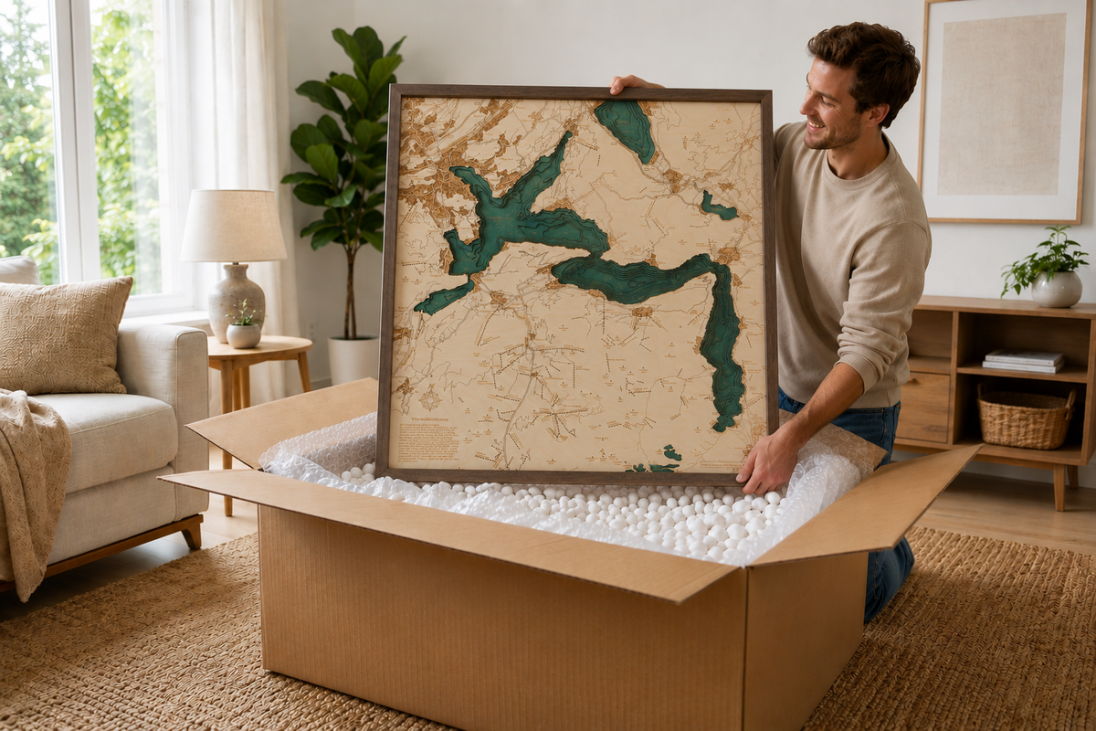 LAKE LUCERNE 3D WOODEN WALL MAP - Version L