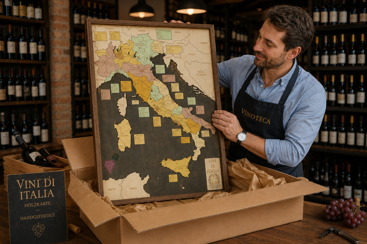 ITALY WINE REGIONS 3D WOODEN WALL MAP - Version L