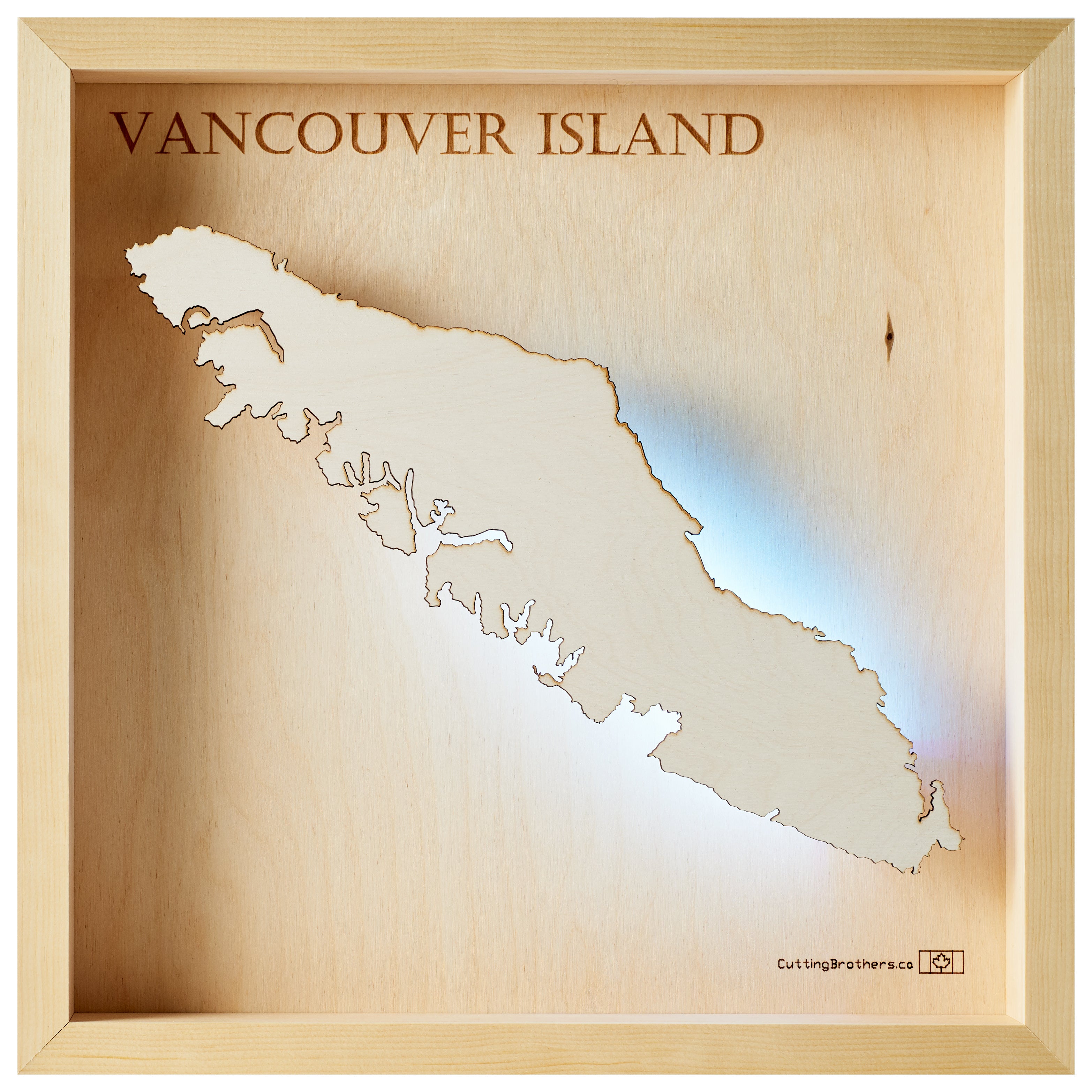VANCOUVER ISLAND  -  LED LIGHT WOODEN WALL MAP - Version S
