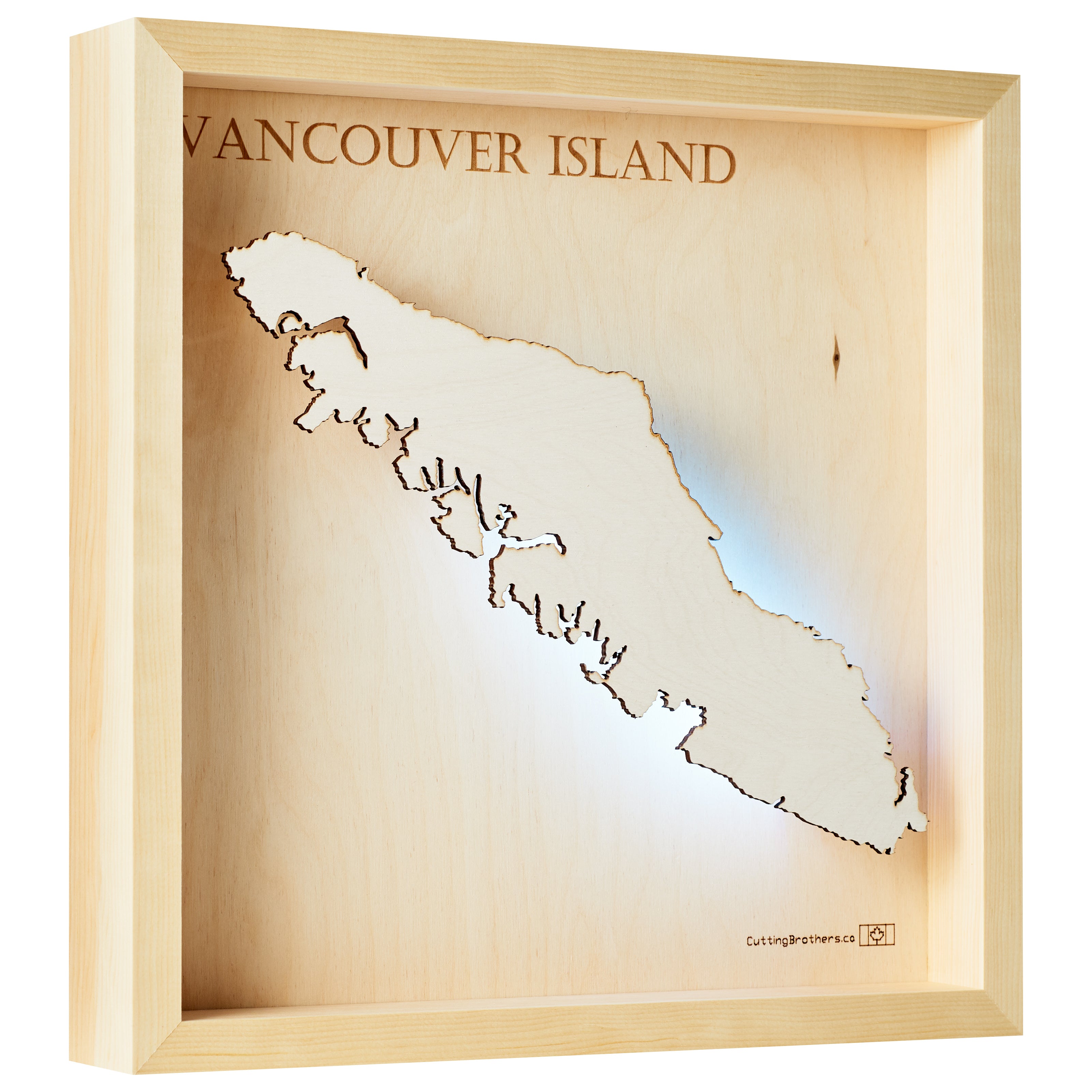 VANCOUVER ISLAND  -  LED LIGHT WOODEN WALL MAP - Version S