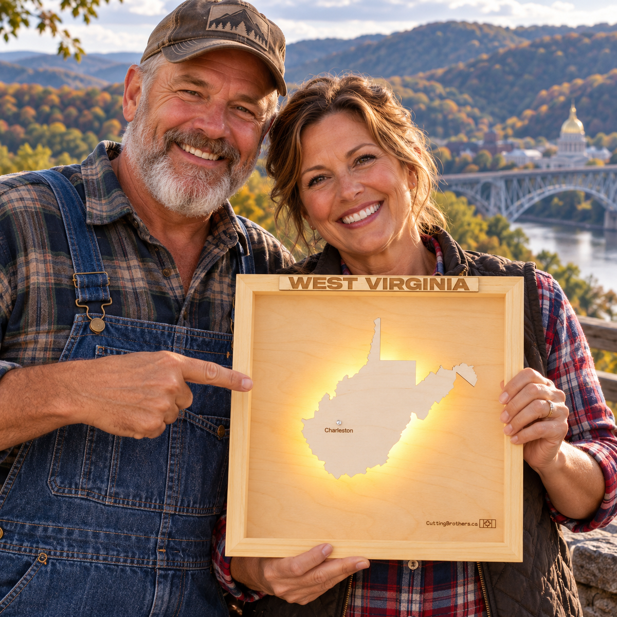 WEST VIRGINIA 3D WOODEN WALL MAP - Version S