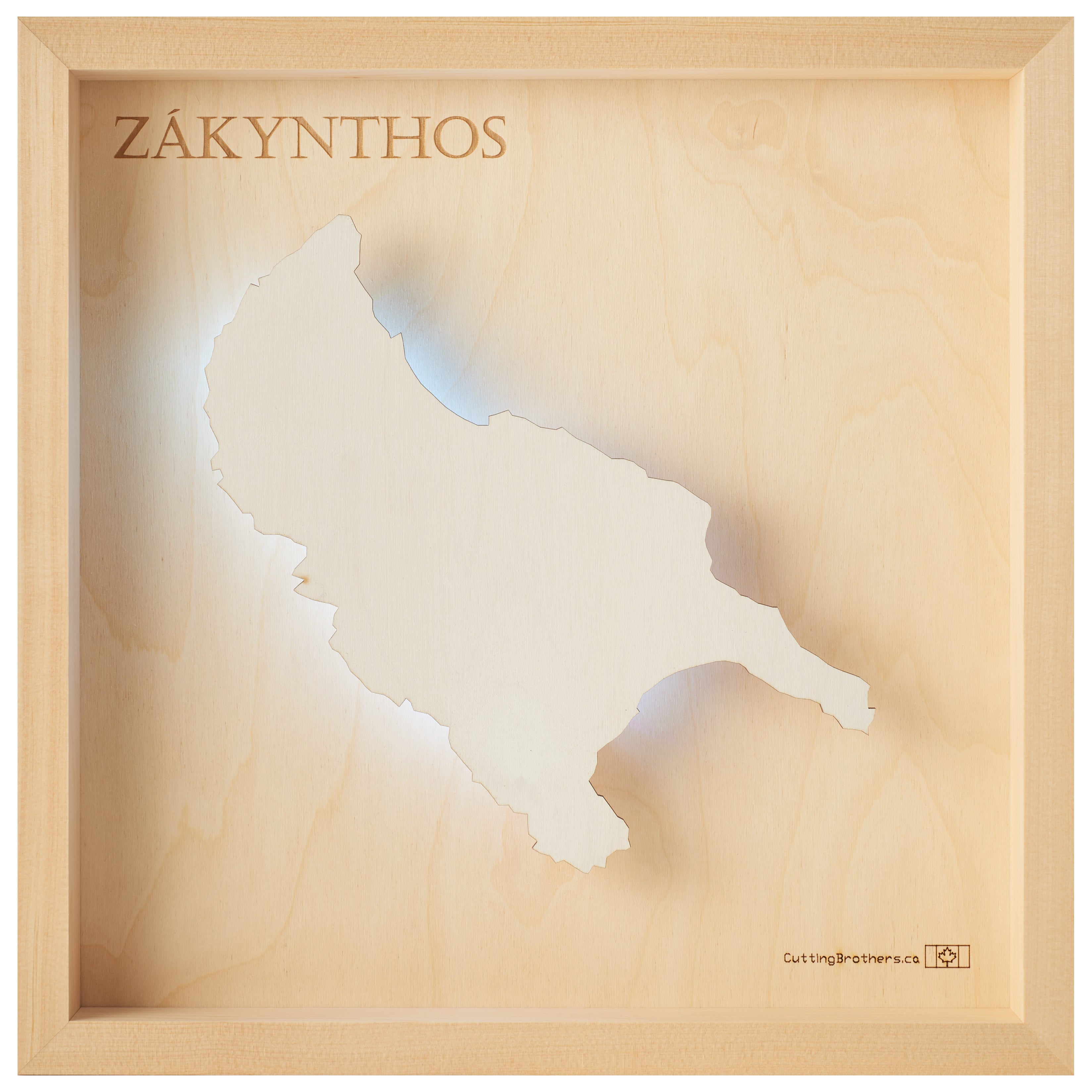 ZAKYNTHOS  -  LED LIGHT WOODEN WALL MAP - Version S