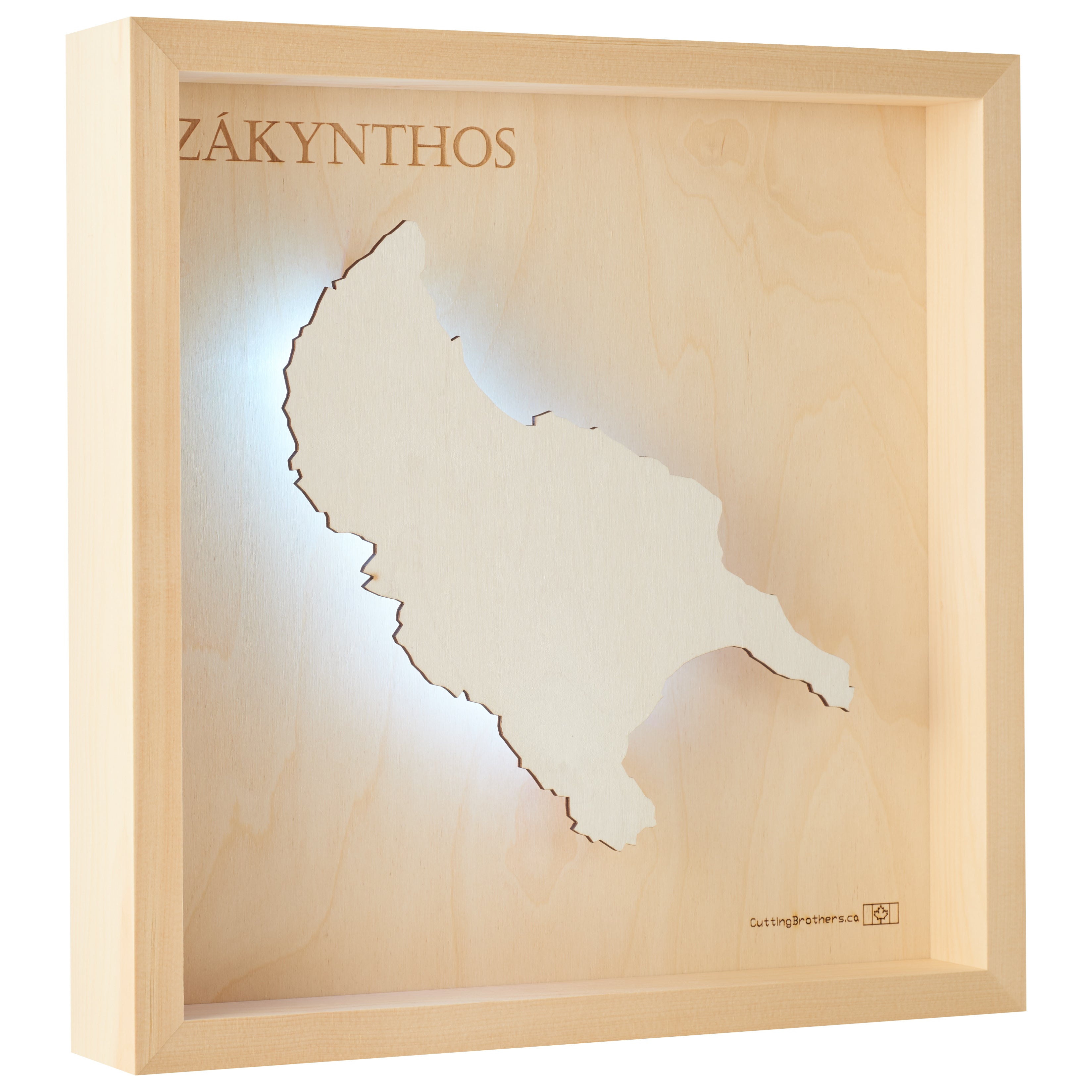 ZAKYNTHOS  -  LED LIGHT WOODEN WALL MAP - Version S
